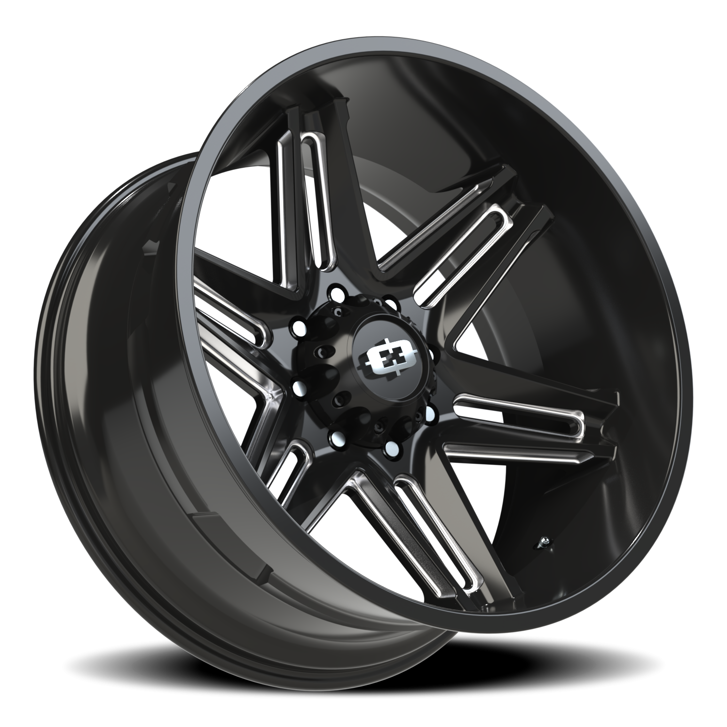 Vision Wheel 363 Gloss Black Milled Spoke 24x12 -51 8x180mm 124.2mm - Wheelwiz