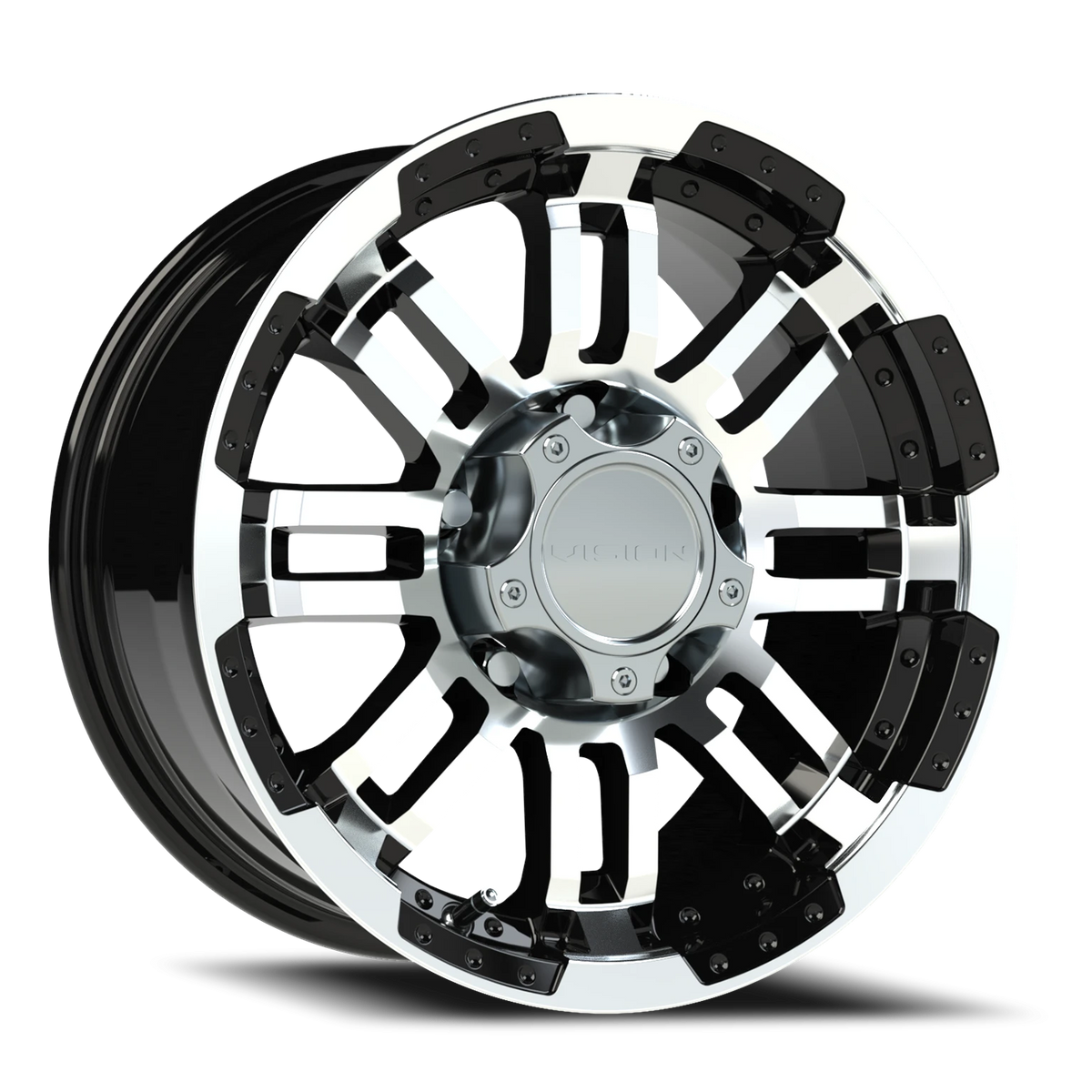 Vision Wheel 375 Gloss Black Machined Face 16x8 0 5x139.7mm 110mm - Wheelwiz