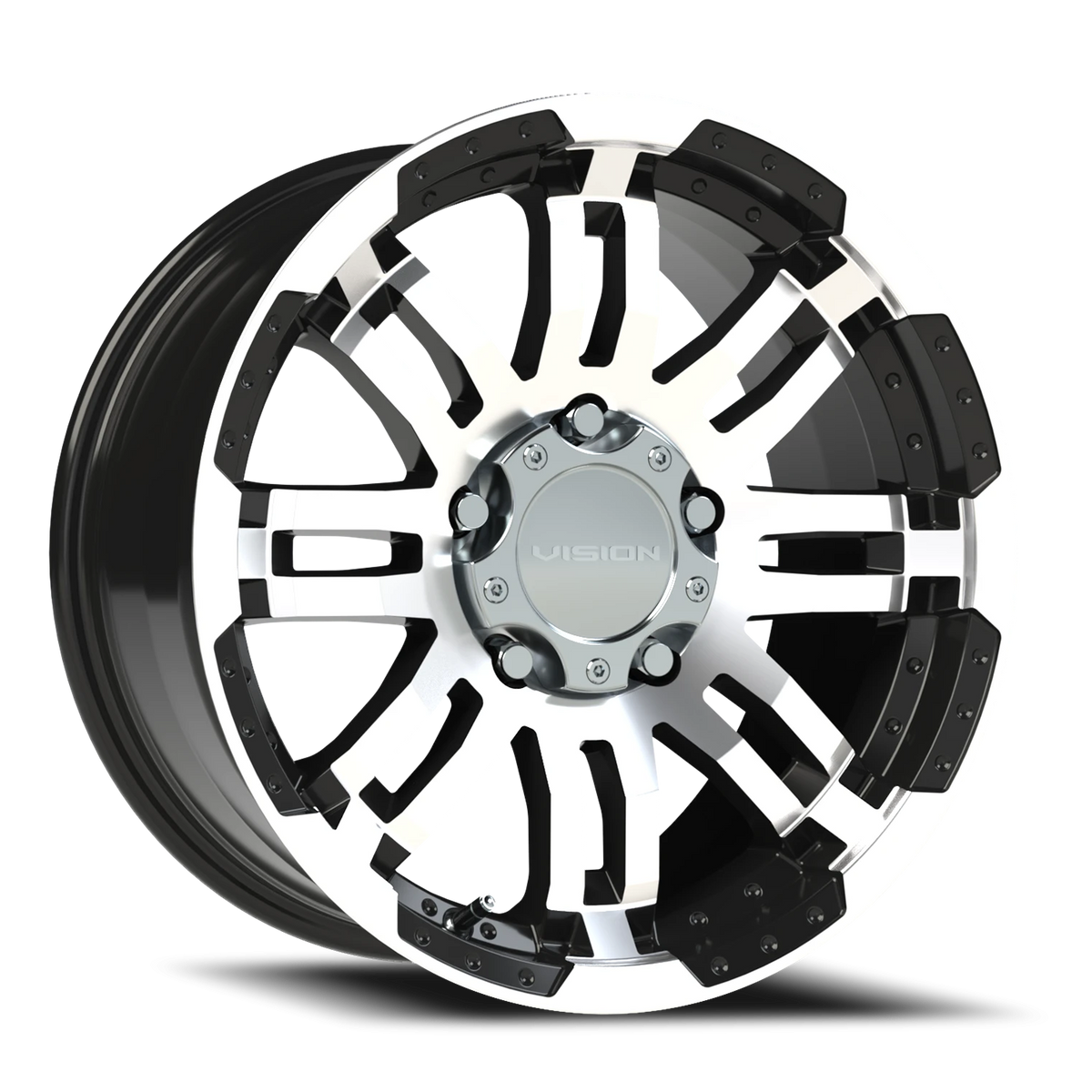 Vision Wheel 375 Gloss Black Machined Face 17x8.5 +18 5x139.7mm 108mm - Wheelwiz