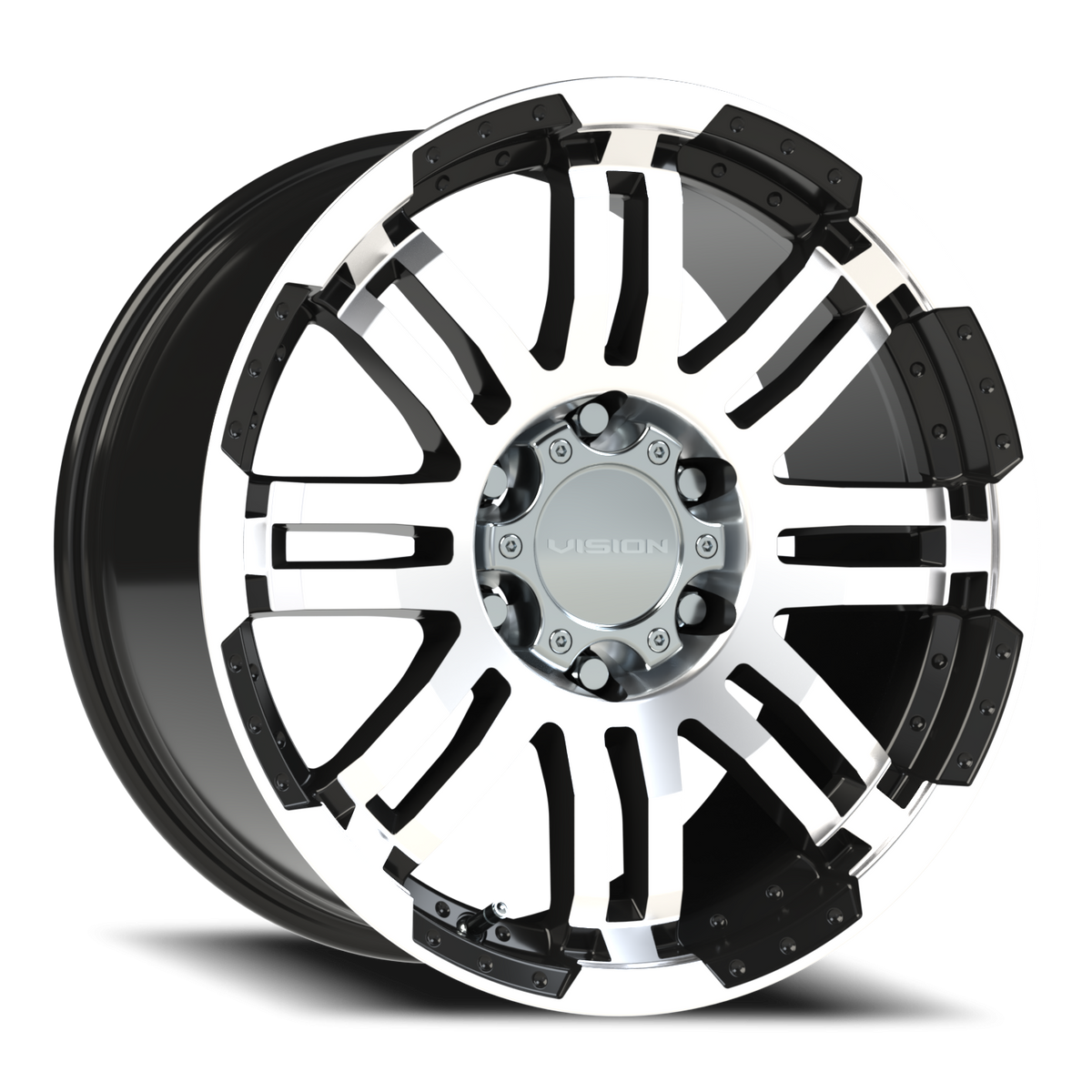 Vision Wheel 375 Gloss Black Machined Face 20x9 0 6x139.7mm 106.2mm - Wheelwiz
