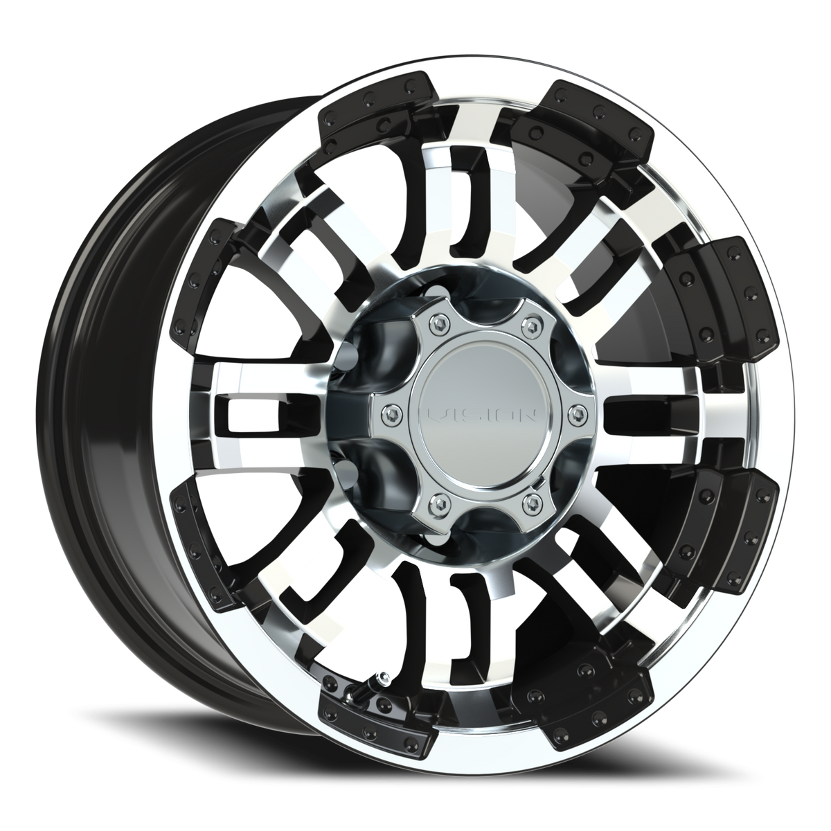 Vision Wheel 375 Gloss Black Machined Face 15x7.5 -12 6x139.7mm 110mm - Wheelwiz