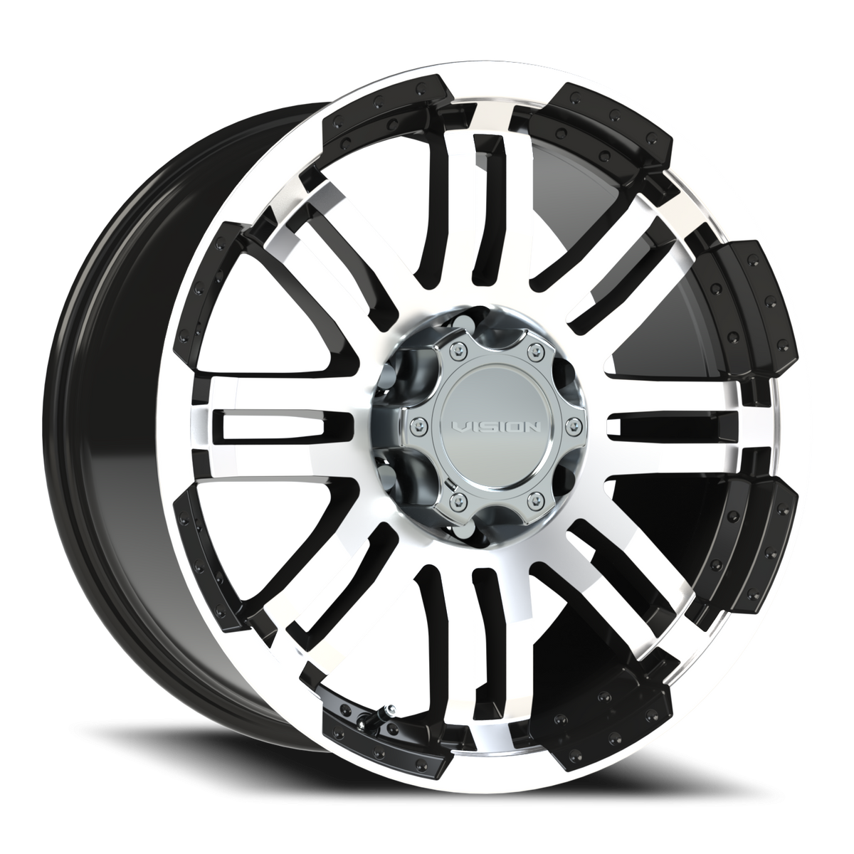 Vision Wheel 375 Gloss Black Machined Face 18x9 +18 6x139.7mm 106.2mm - Wheelwiz