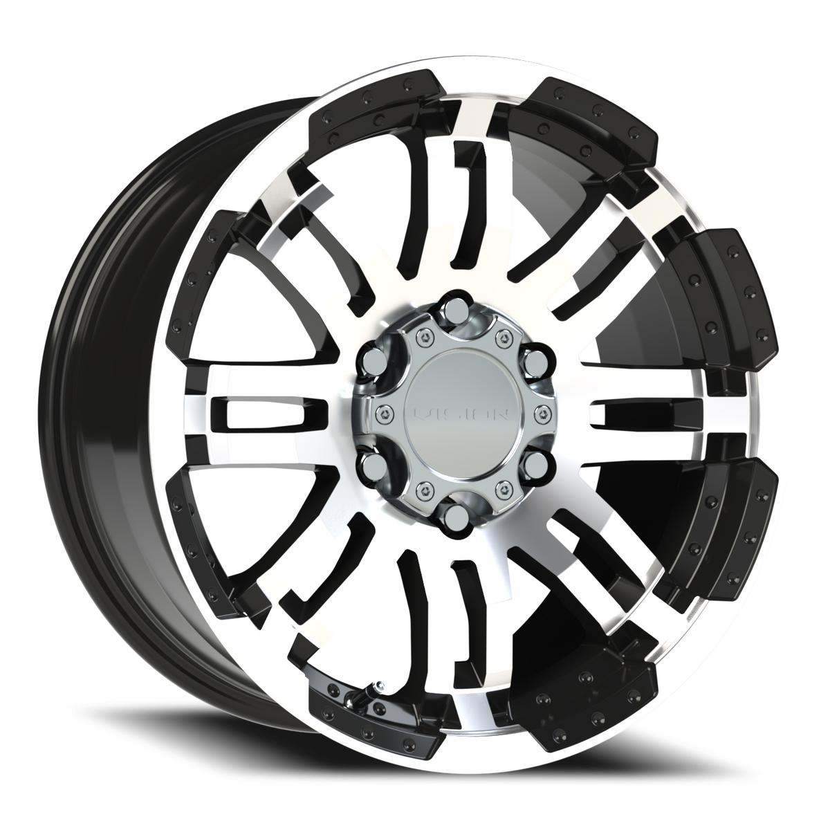 Vision Wheel 375 Gloss Black Machined Face 17x8.5 +25 6x127mm 78.1mm - Wheelwiz