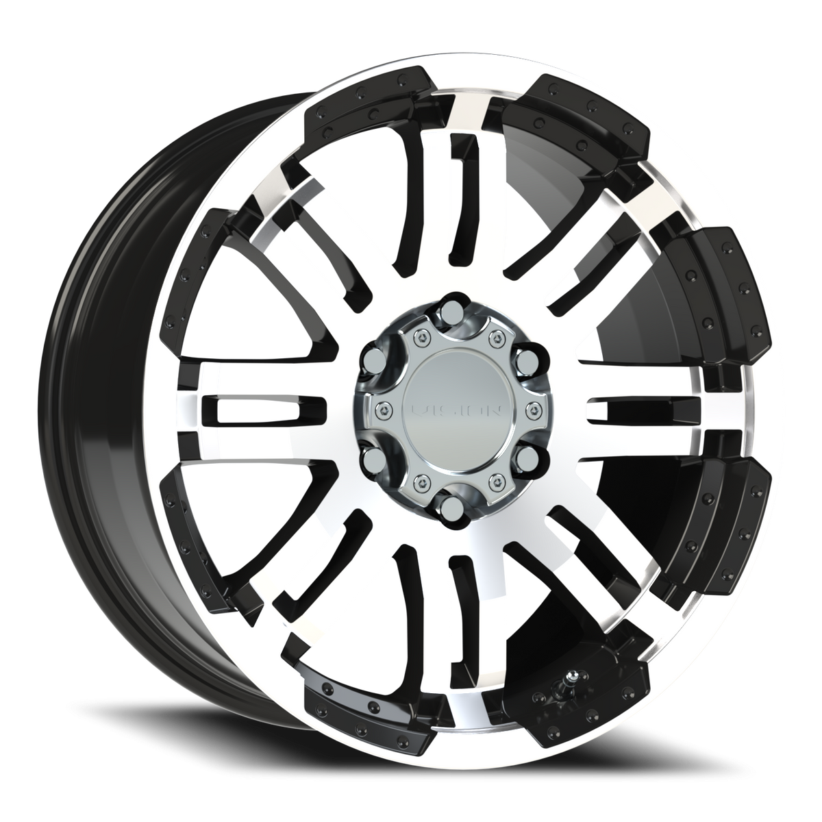 Vision Wheel 375 Gloss Black Machined Face 18x8.5 +18 6x139.7mm 106.2mm - Wheelwiz