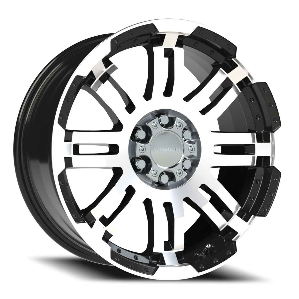 Vision Wheel 375 Gloss Black Machined Face 18x8.5 +18 6x114.3mm 73mm - Wheelwiz