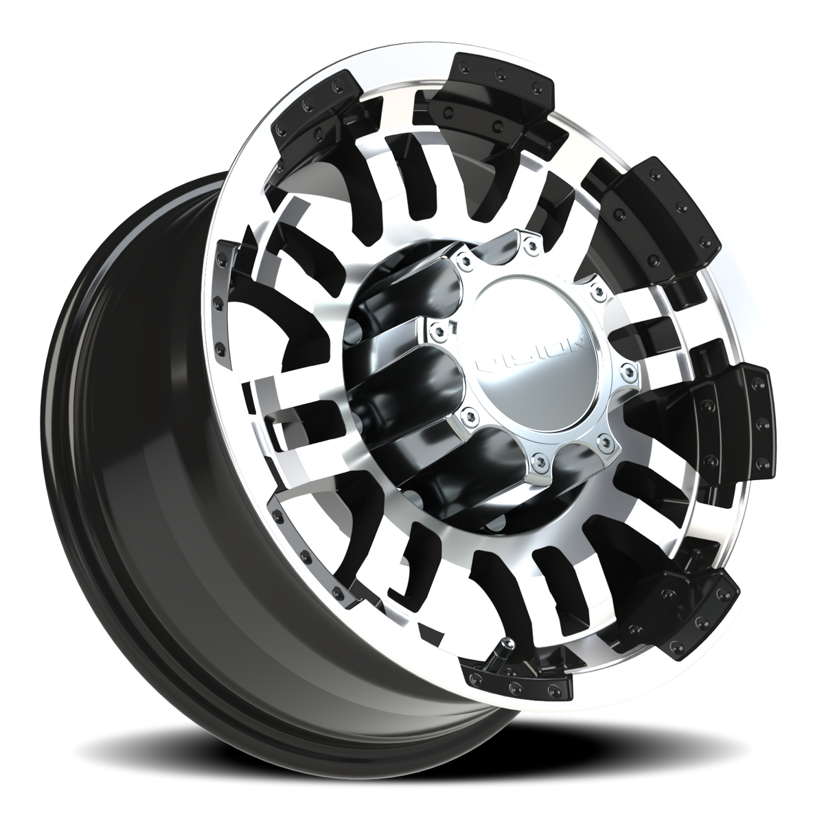 Vision Wheel 375 Gloss Black Machined Face 16x8 -6 8x165.1mm 125.2mm - Wheelwiz