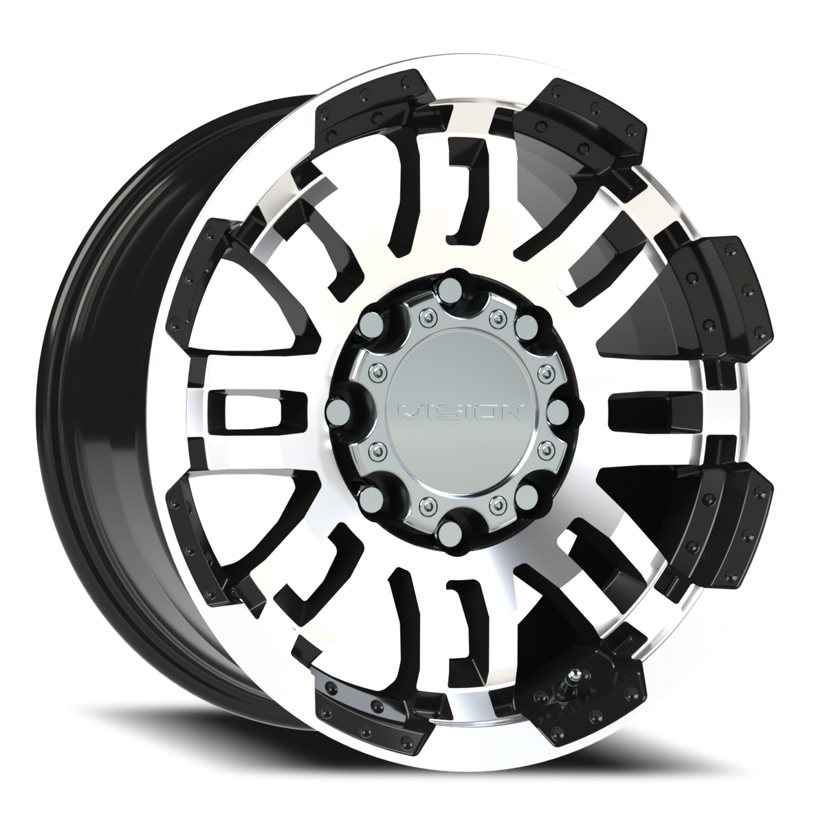 Vision Wheel 375 Gloss Black Machined Face 17x8.5 +18 8x165.1mm 125.2mm - Wheelwiz