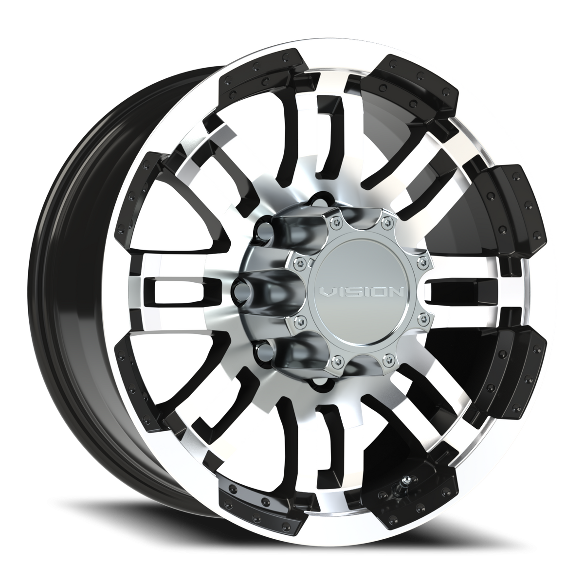 Vision Wheel 375 Gloss Black Machined Face 18x8.5 +18 8x170mm 125.2mm - Wheelwiz