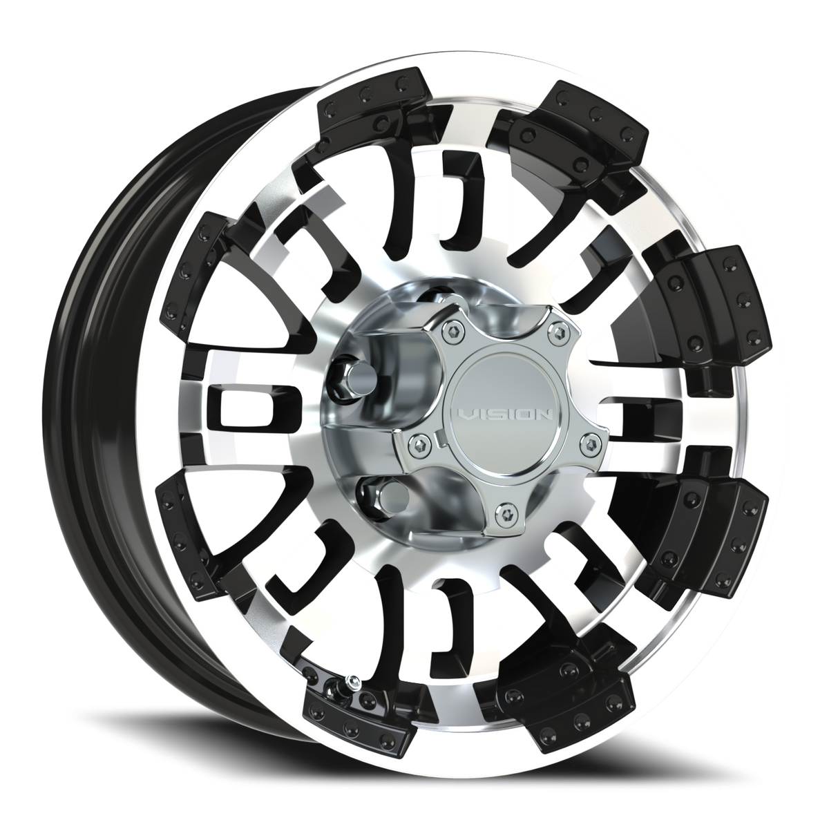 Vision Wheel 375 Gloss Black Machined Face 14x5.5 0 5x114.3mm 83mm - Wheelwiz