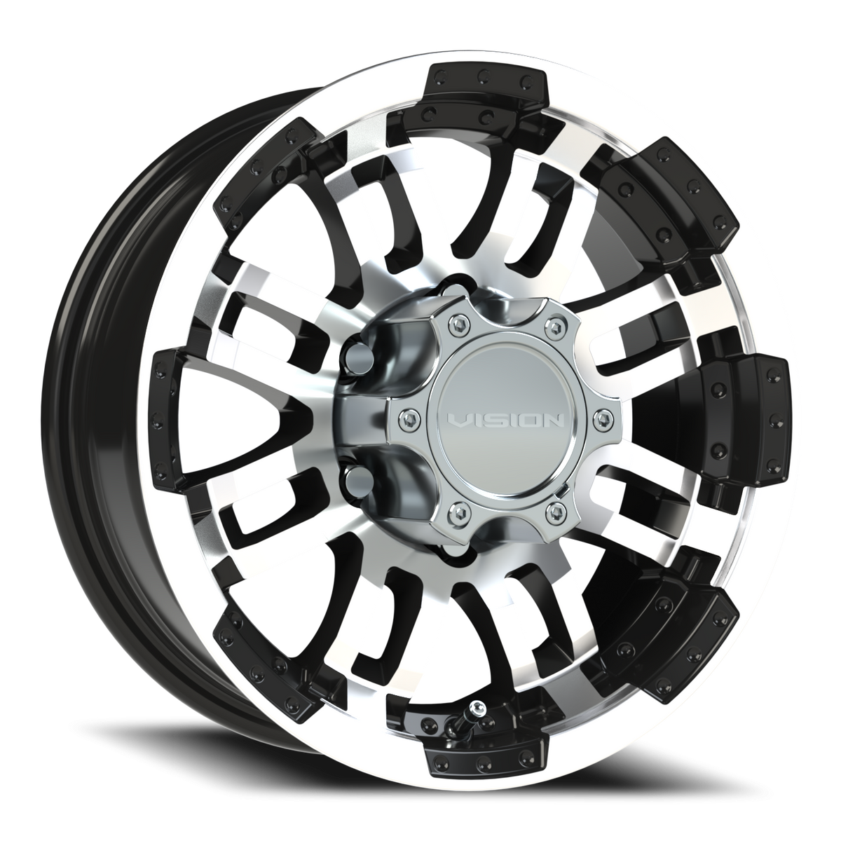 Vision Wheel 375 Gloss Black Machined Face 15x6 0 6x139.7mm 108mm - Wheelwiz