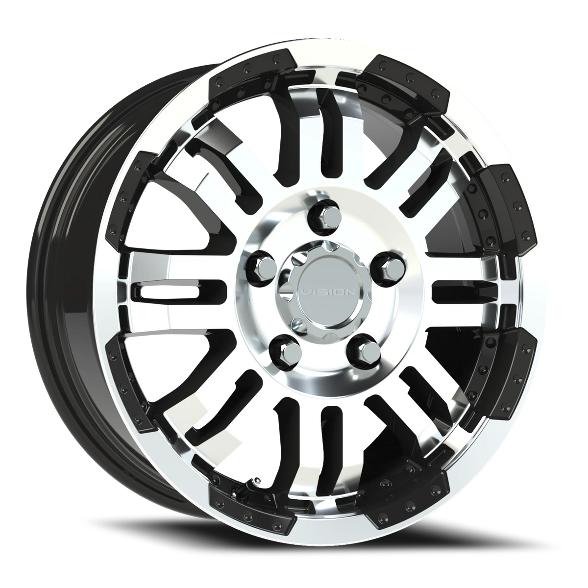 Vision Wheel 375 Gloss Black Machined Face 16x6.5 +45 5x130mm 84mm - Wheelwiz