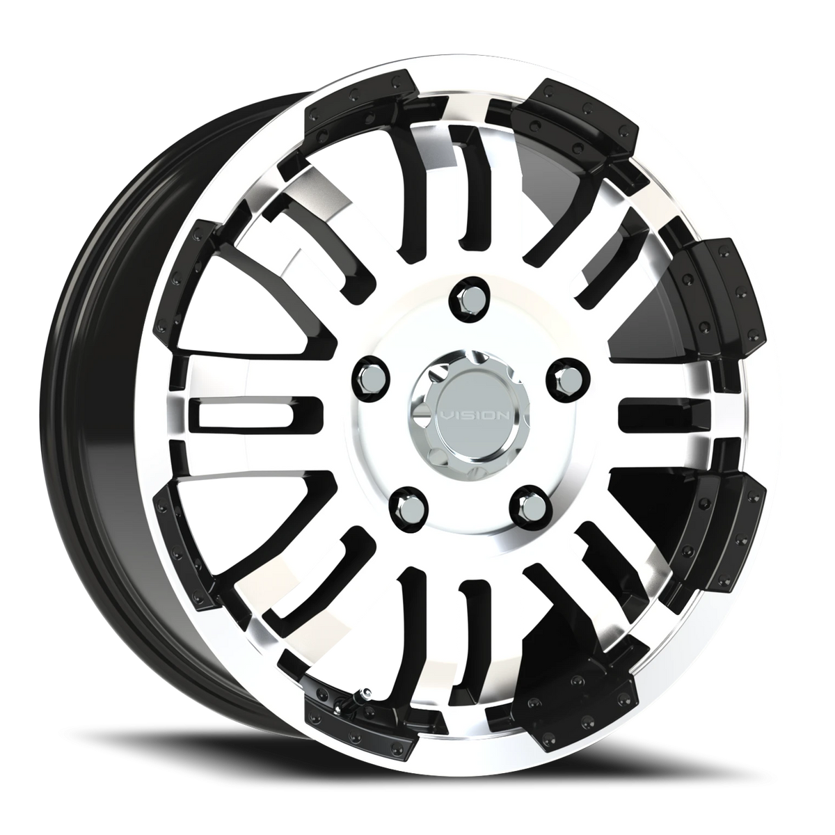 Vision Wheel 375 Gloss Black Machined Face 18x7.5 +55 5x160mm 65.1mm - Wheelwiz