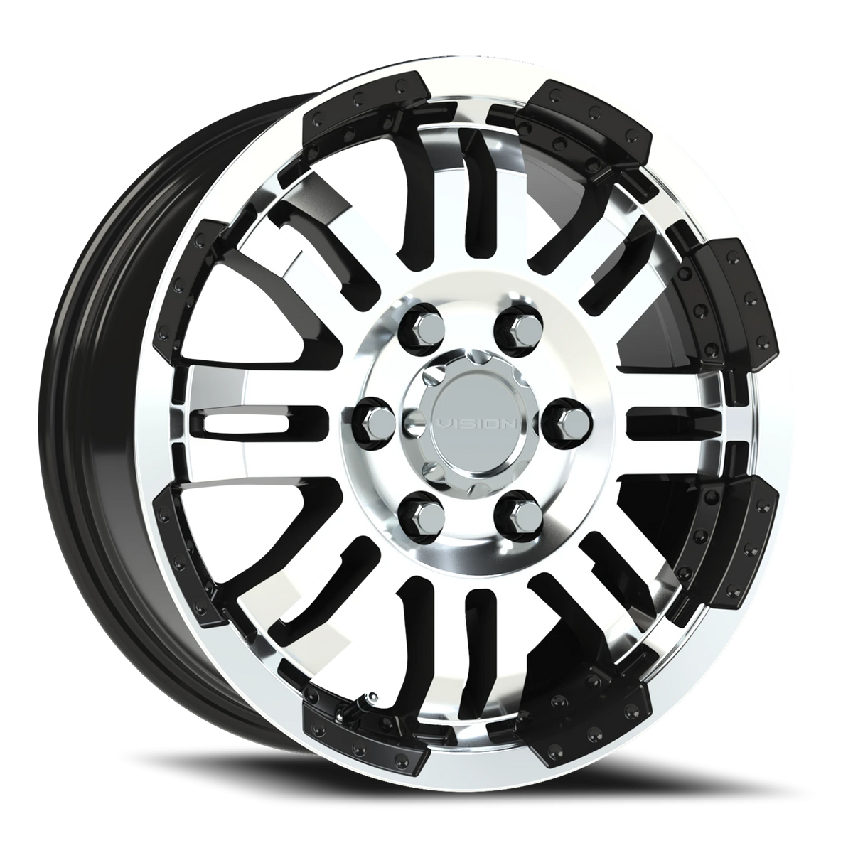 Vision Wheel 375 Gloss Black Machined Face 16x6.5 +45 6x130mm 84mm - Wheelwiz