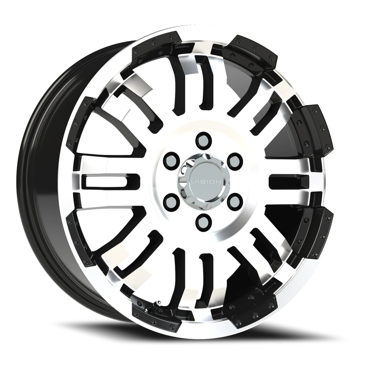 Vision Wheel 375 Gloss Black Machined Face 18x7.5 +55 6x130mm 84mm - Wheelwiz