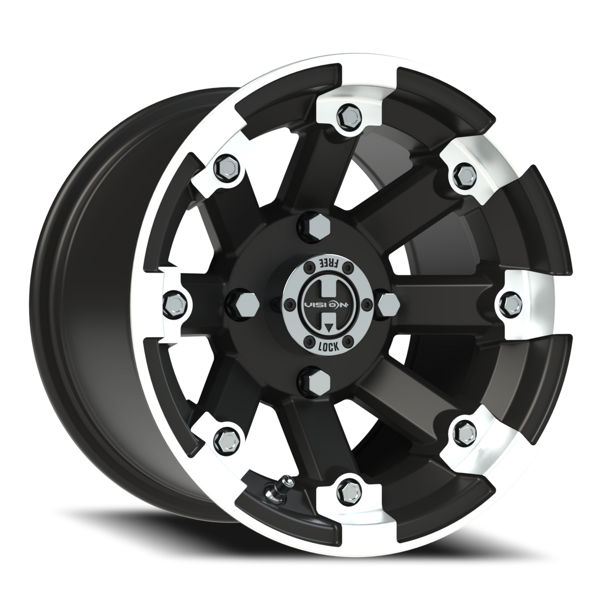 Vision Wheel 393 Matte Black Machined Lip 12x8 -10 4x115mm 80mm - Wheelwiz