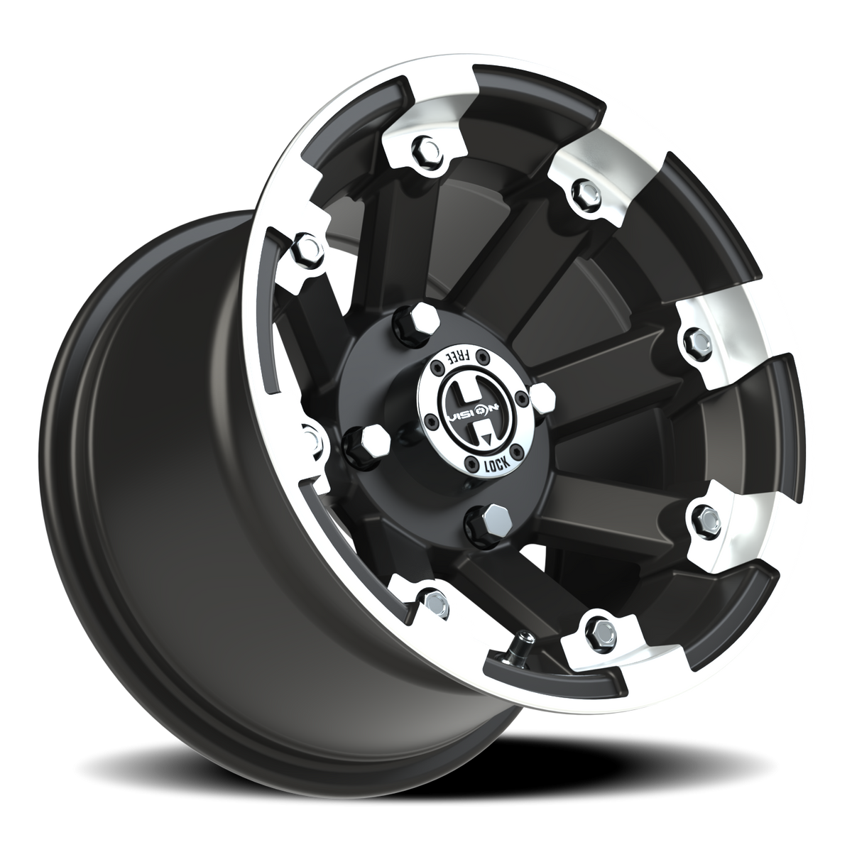Vision Wheel 393 Matte Black Machined Lip 12x8 -10 4x115mm 80mm - Wheelwiz