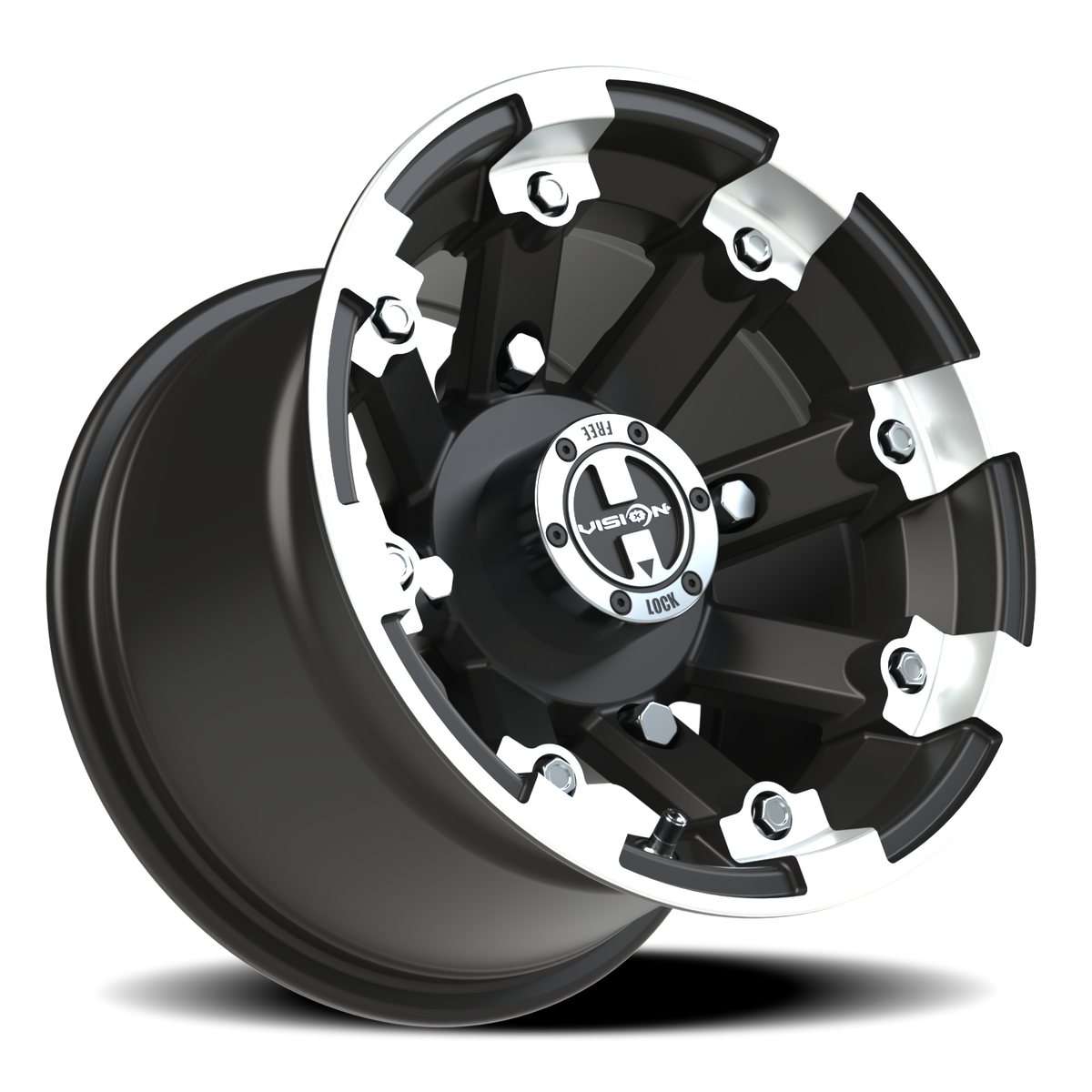 Vision Wheel 393 Matte Black Machined Lip 12x8 -10 4x156mm 131.1mm - Wheelwiz