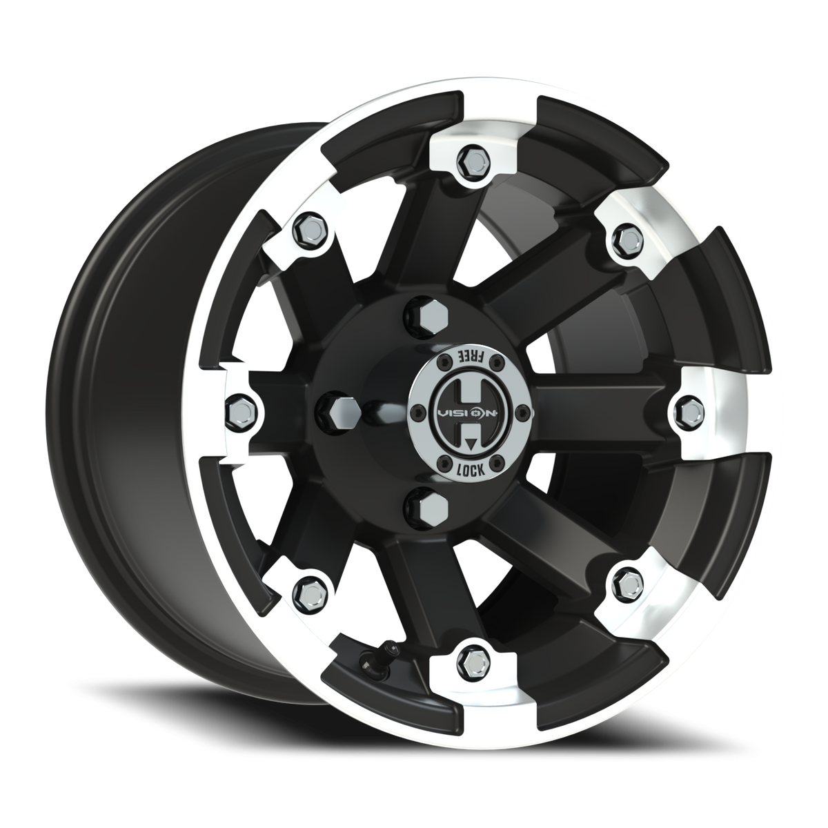 Vision Wheel 393 Matte Black Machined Lip 12x8 -10 4x101.6mm 69.9mm - Wheelwiz