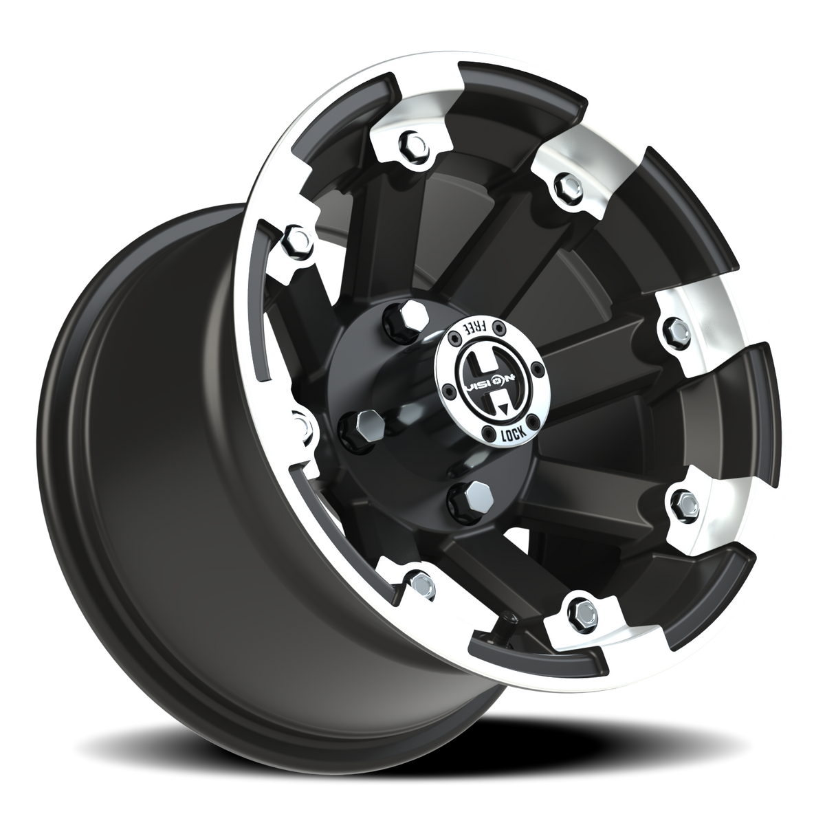 Vision Wheel 393 Matte Black Machined Lip 12x8 -10 4x101.6mm 69.9mm - Wheelwiz