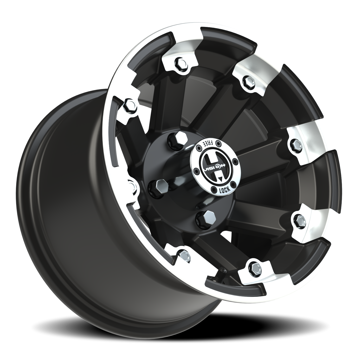 Vision Wheel 393 Matte Black Machined Lip 12x8 -10 4x101.6mm 69.9mm - Wheelwiz
