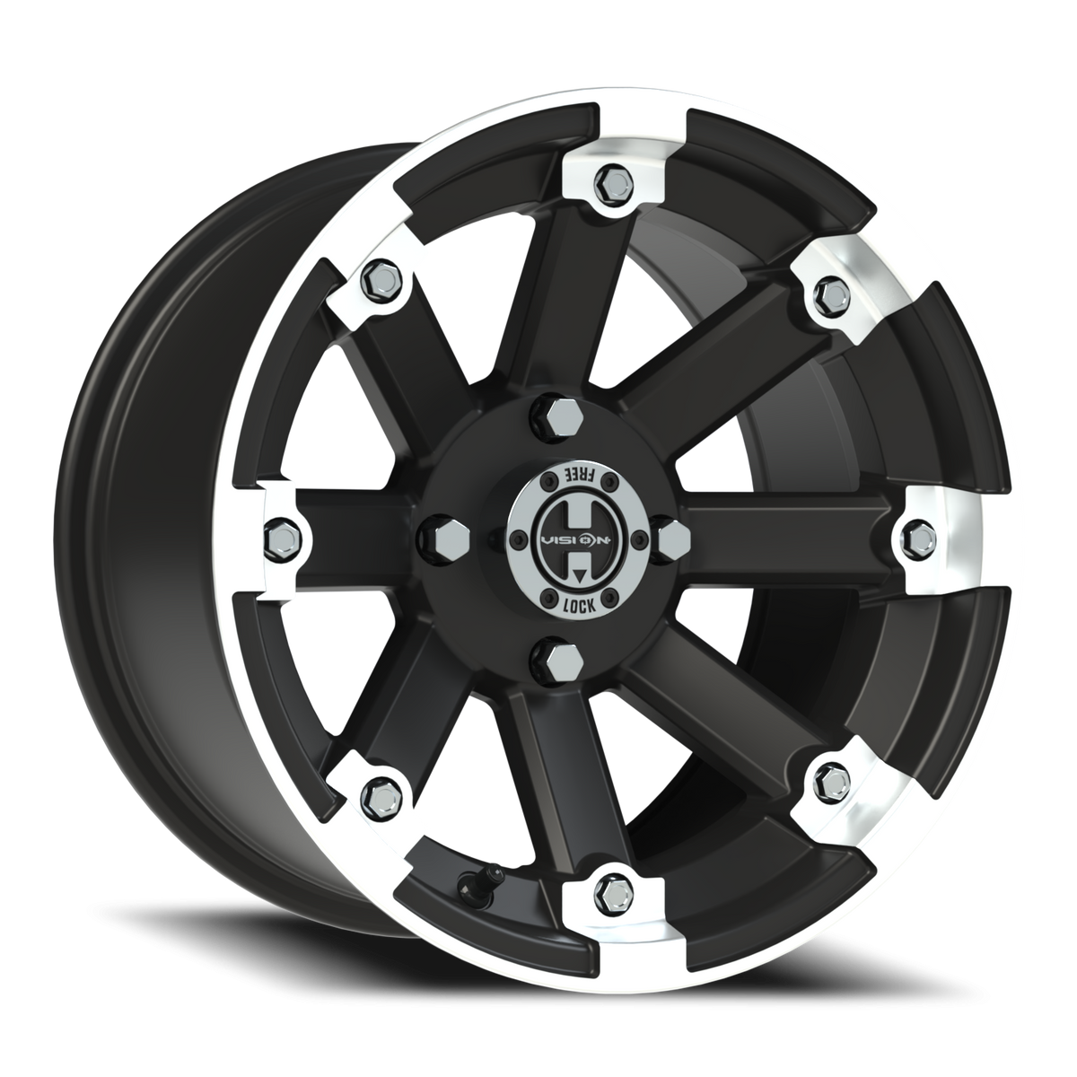 Vision Wheel 393 Matte Black Machined Lip 14x8 -10 4x110mm 86mm - Wheelwiz