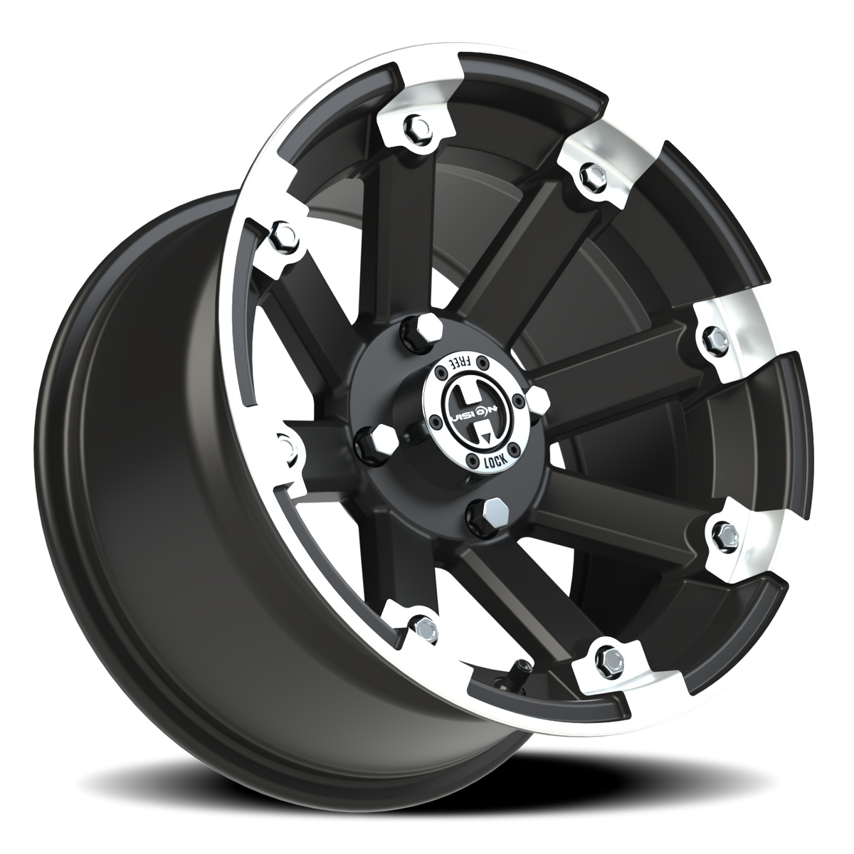 Vision Wheel 393 Matte Black Machined Lip 14x8 -10 4x110mm 86mm - Wheelwiz