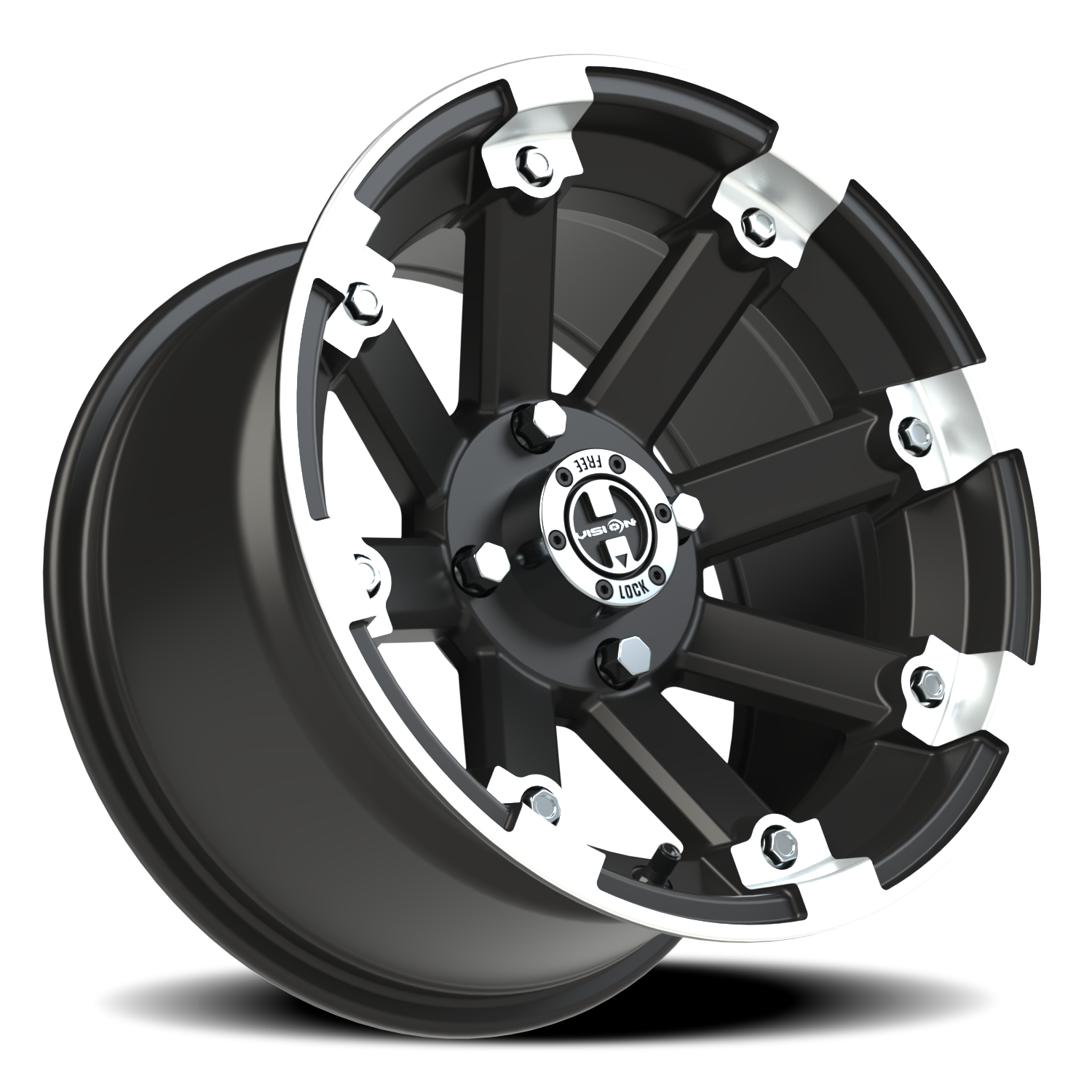 Vision Wheel 393 Matte Black Machined Lip 14x8 -10 4x110mm 86mm - Wheelwiz