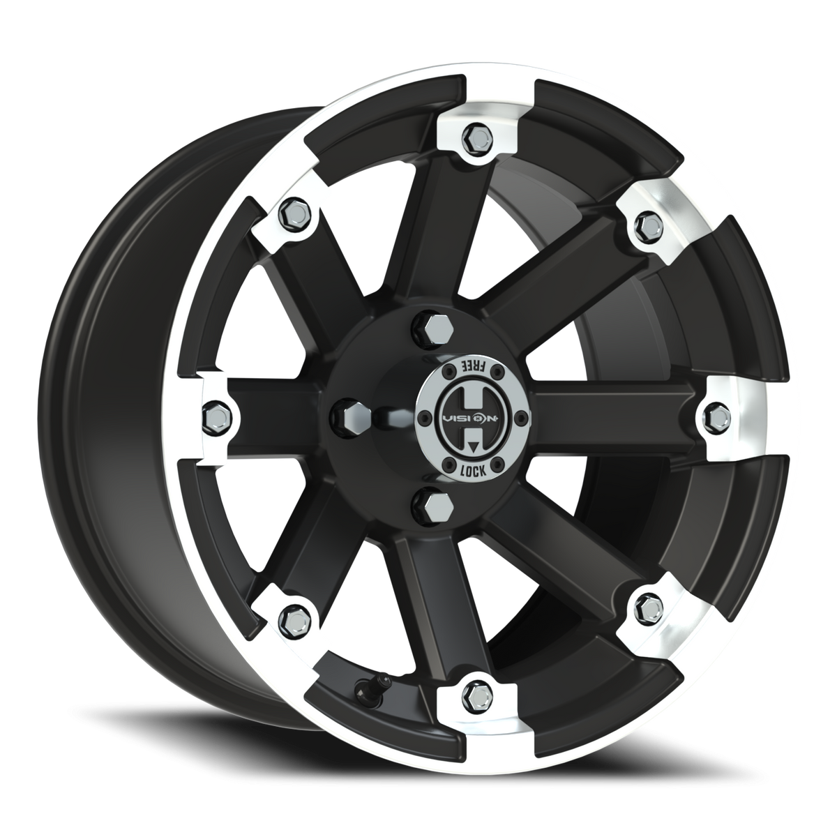 Vision Wheel 393 Matte Black Machined Lip 14x8 -10 4x101.6mm 69.9mm - Wheelwiz