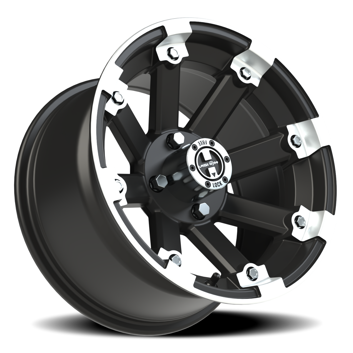Vision Wheel 393 Matte Black Machined Lip 14x8 -10 4x101.6mm 69.9mm - Wheelwiz