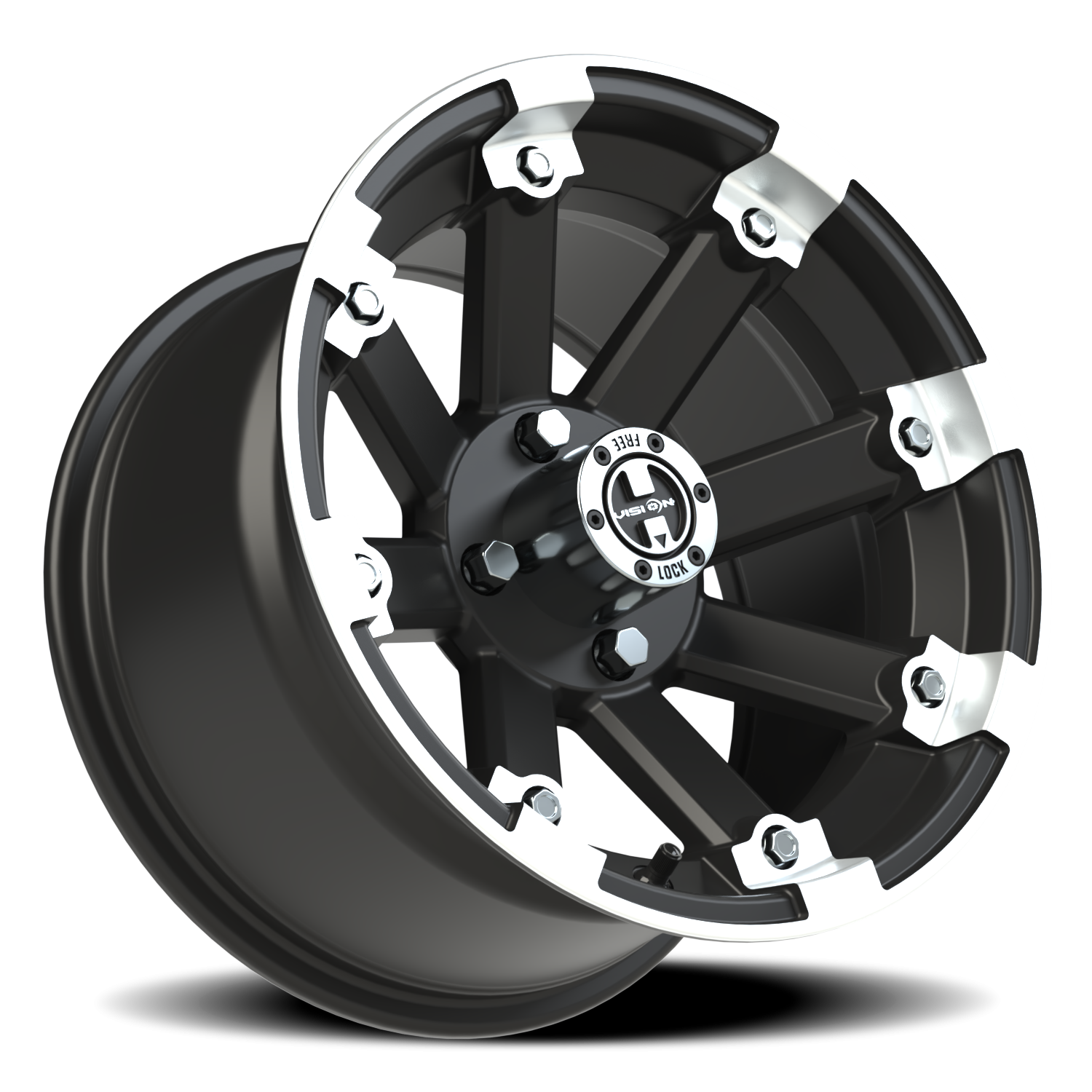 Vision Wheel 393 Matte Black Machined Lip 14x8 -10 4x101.6mm 69.9mm - Wheelwiz