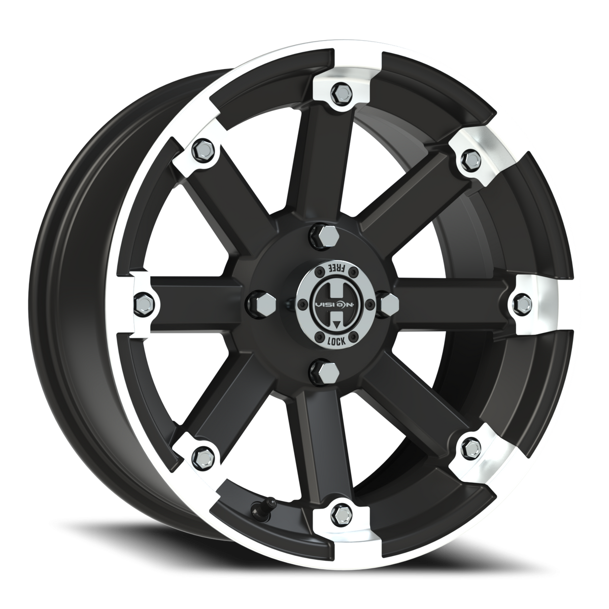 Vision Wheel 393 Matte Black Machined Lip 15x7 +3 4x110mm 86mm - Wheelwiz