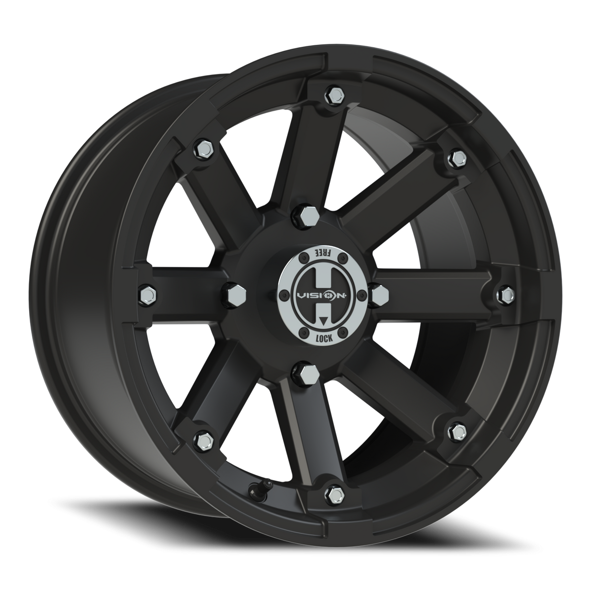 Vision Wheel 393 Matte Black Machined Lip 15x8 -10 4x110mm 86mm - Wheelwiz