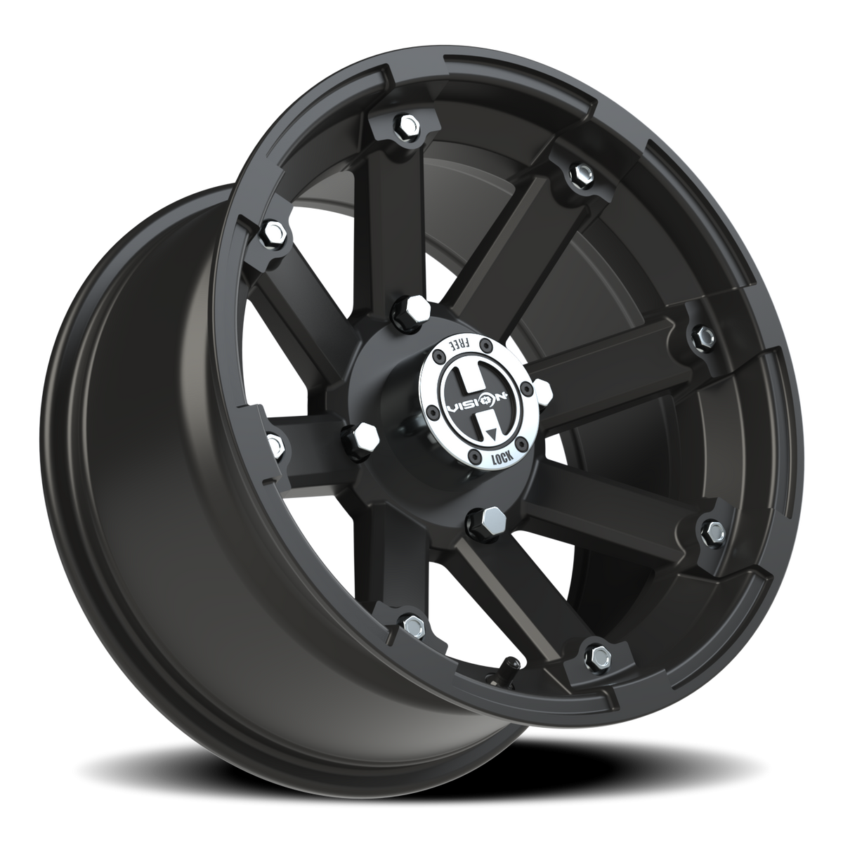 Vision Wheel 393 Matte Black Machined Lip 15x8 -10 4x110mm 86mm - Wheelwiz