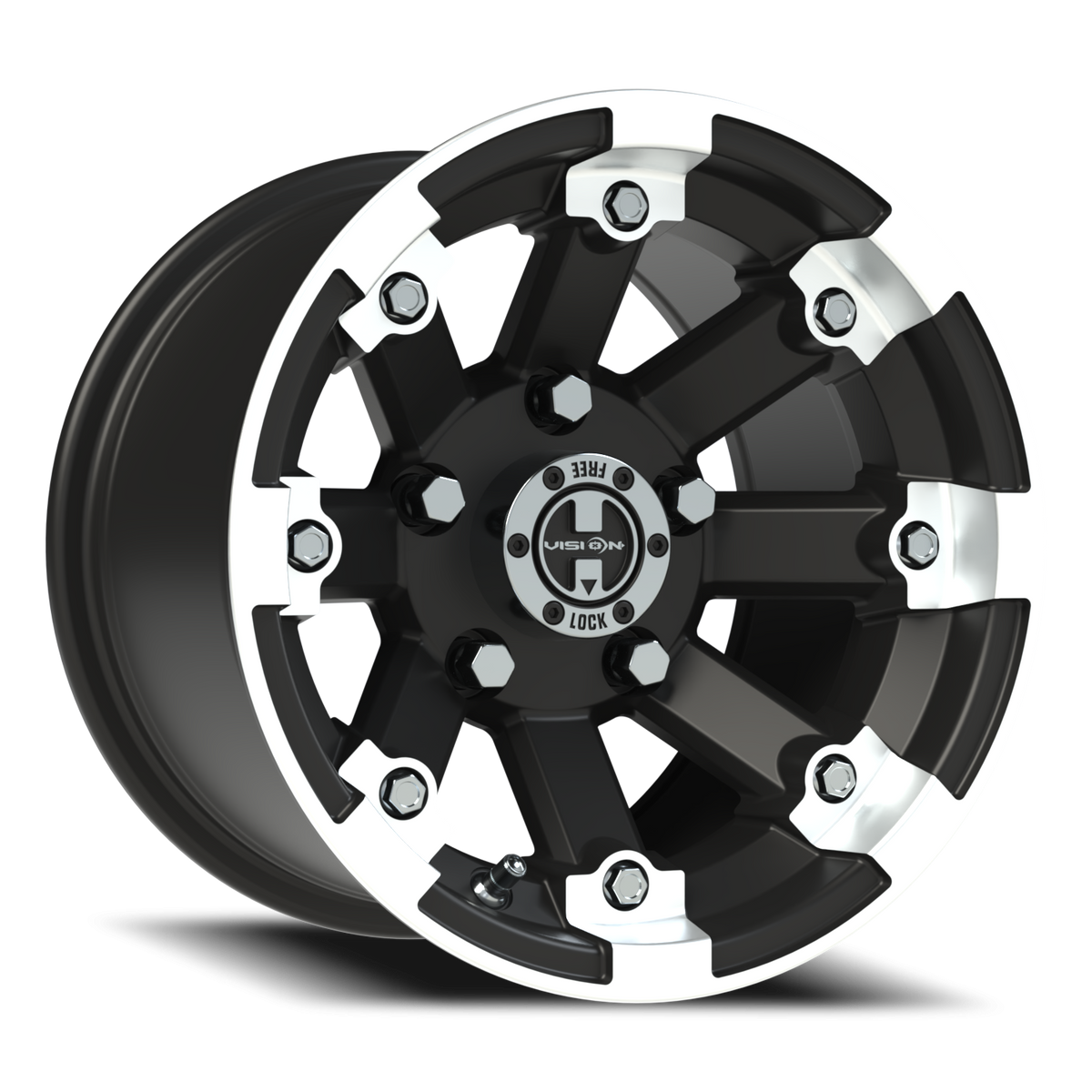 Vision Wheel 393 Matte Black Machined Lip 12x8 -10 5x114.3mm 79.4mm - Wheelwiz