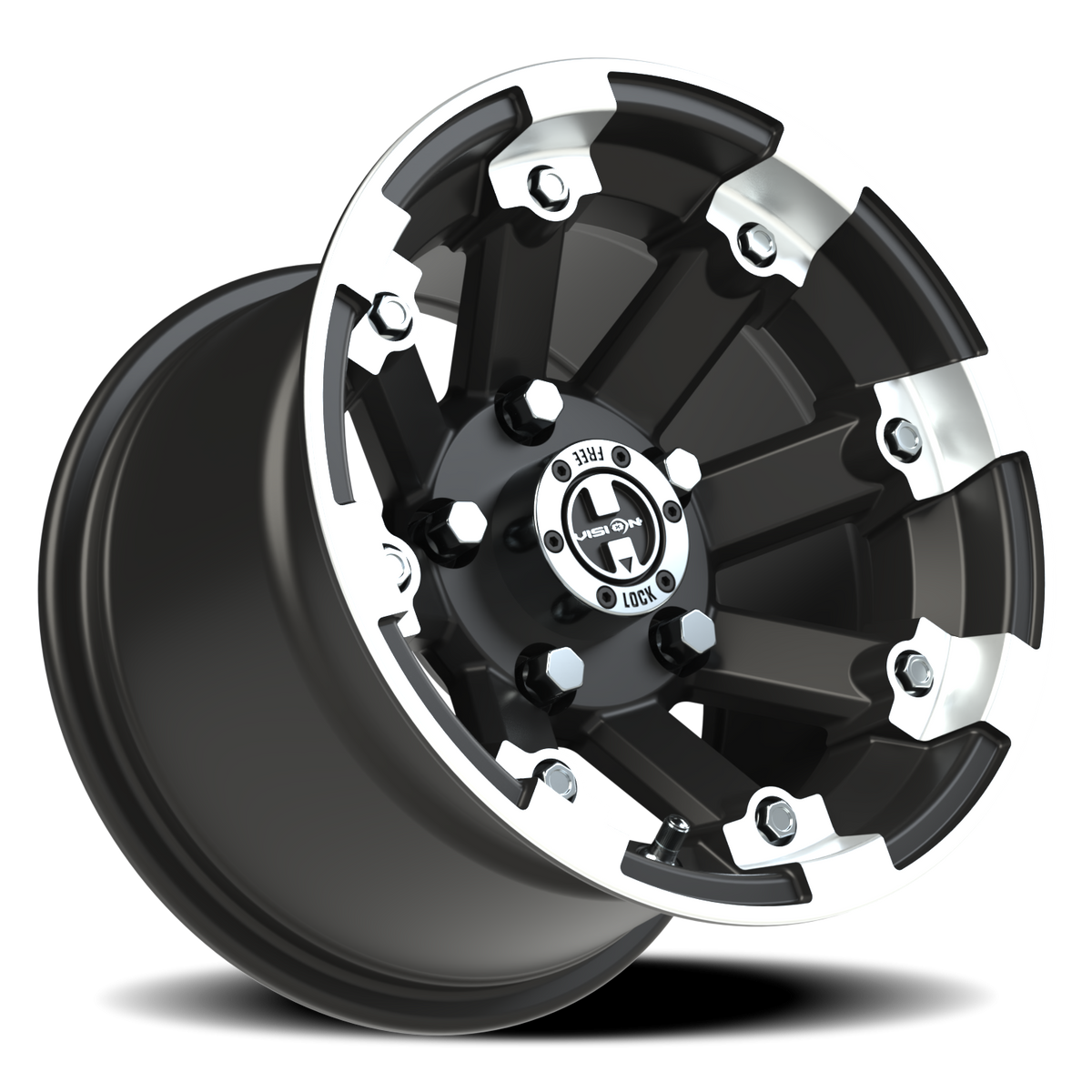 Vision Wheel 393 Matte Black Machined Lip 12x8 -10 5x114.3mm 79.4mm - Wheelwiz