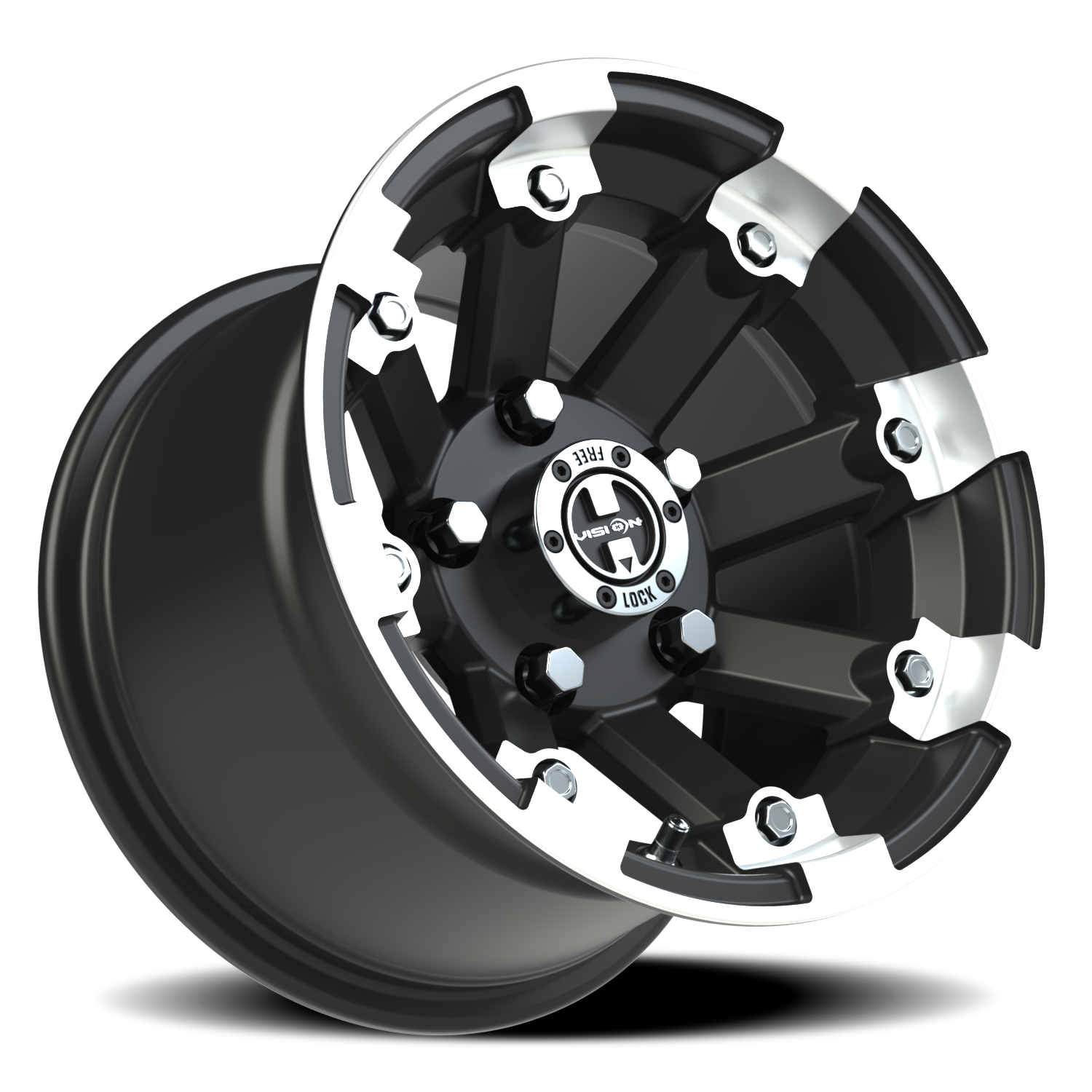 Vision Wheel 393 Matte Black Machined Lip 12x8 -10 5x114.3mm 79.4mm - Wheelwiz
