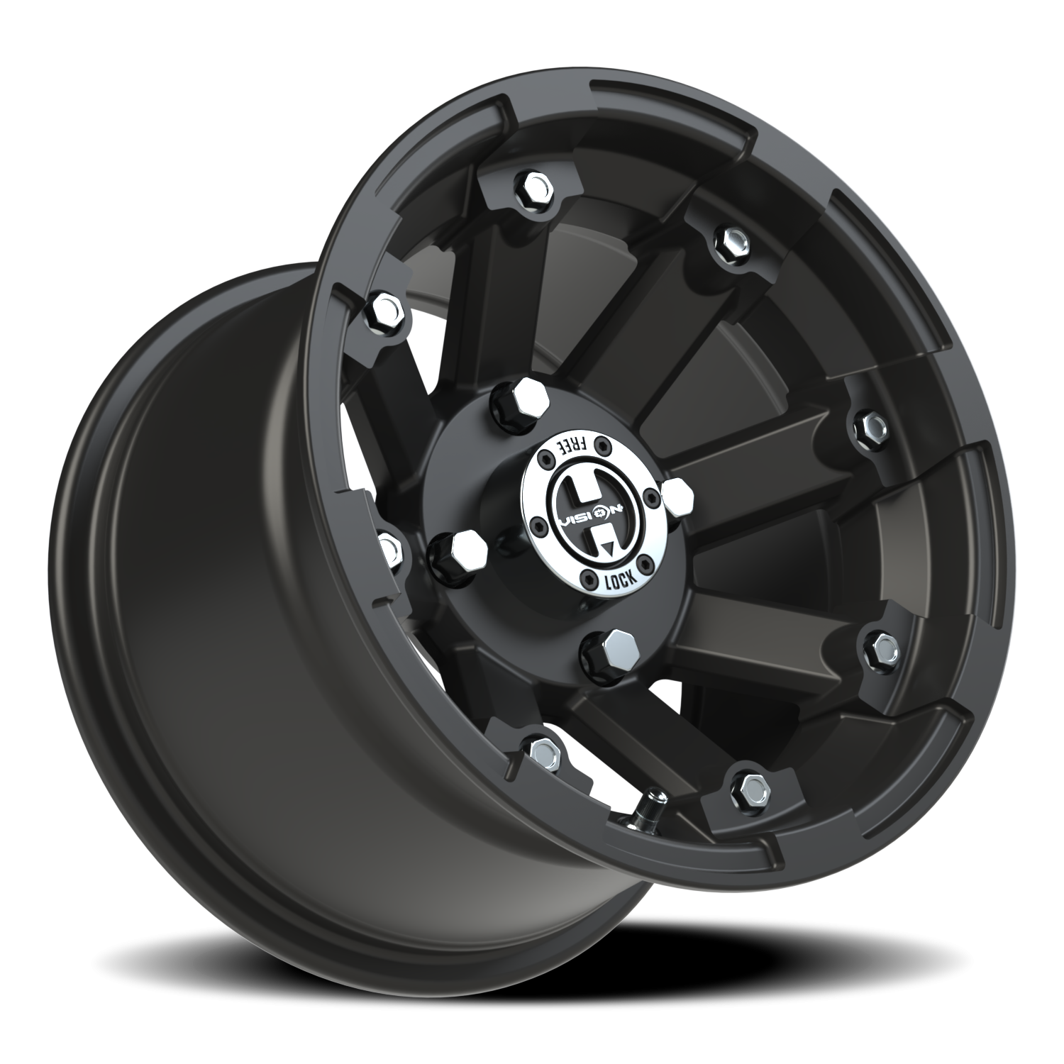 Vision Wheel 393 Matte Black 12x8 -61 4x110mm 86mm - Wheelwiz