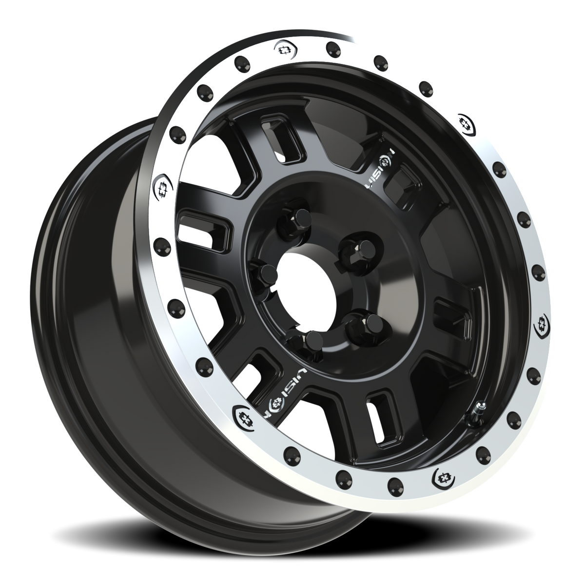 Vision Wheel 398COMP Gloss Black Machined Lip 16x7 0 5x114.3mm 83mm - Wheelwiz