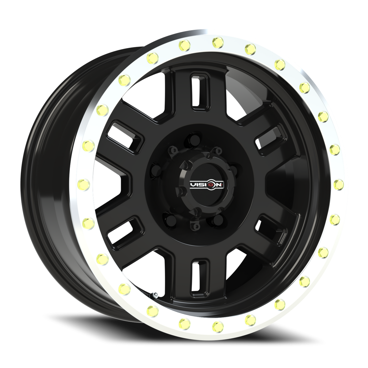 Vision Wheel 398 Gloss Black Machined Lip 17x8.5 0 5x139.7mm 108mm - Wheelwiz