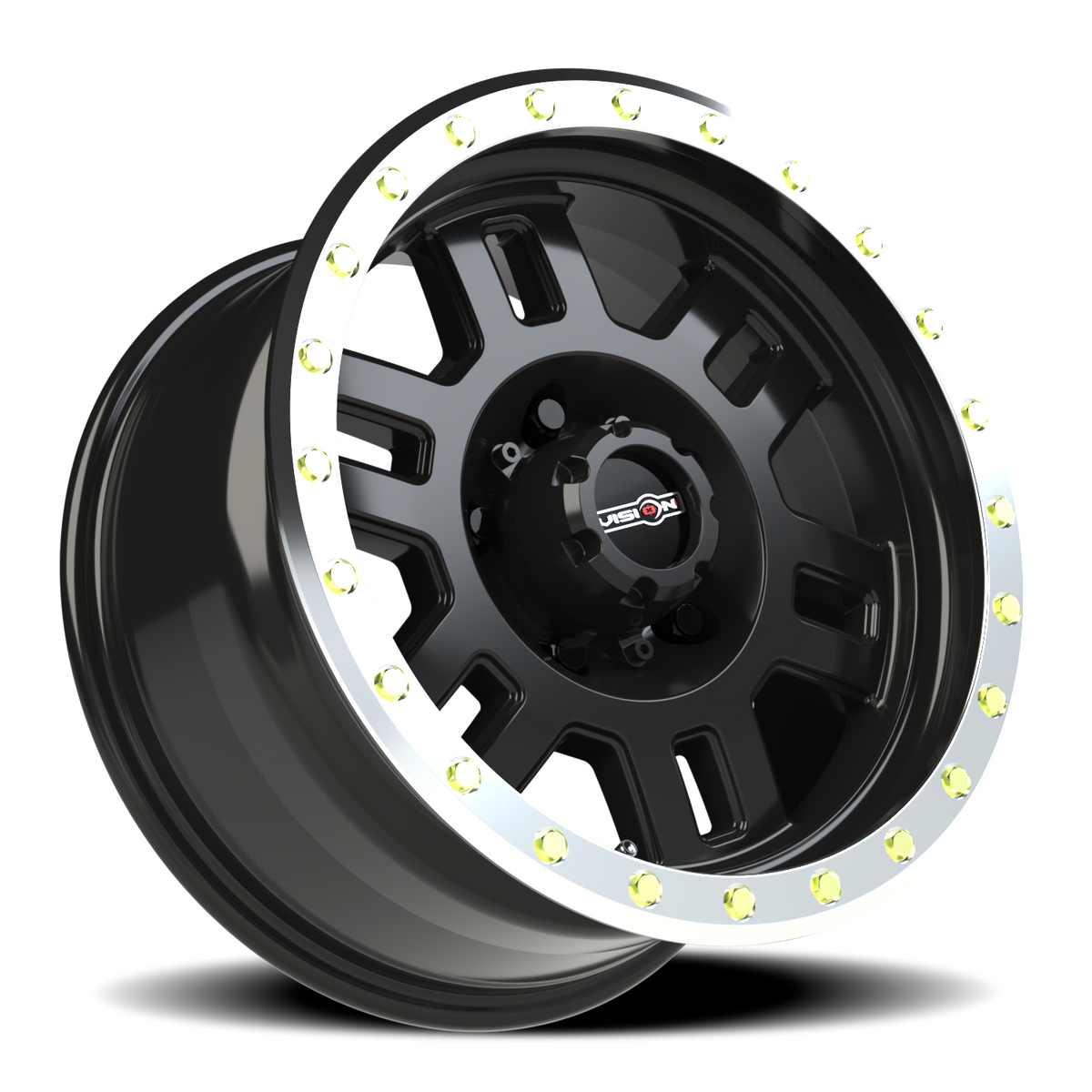 Vision Wheel 398 Gloss Black Machined Lip 17x8.5 0 5x139.7mm 108mm - Wheelwiz