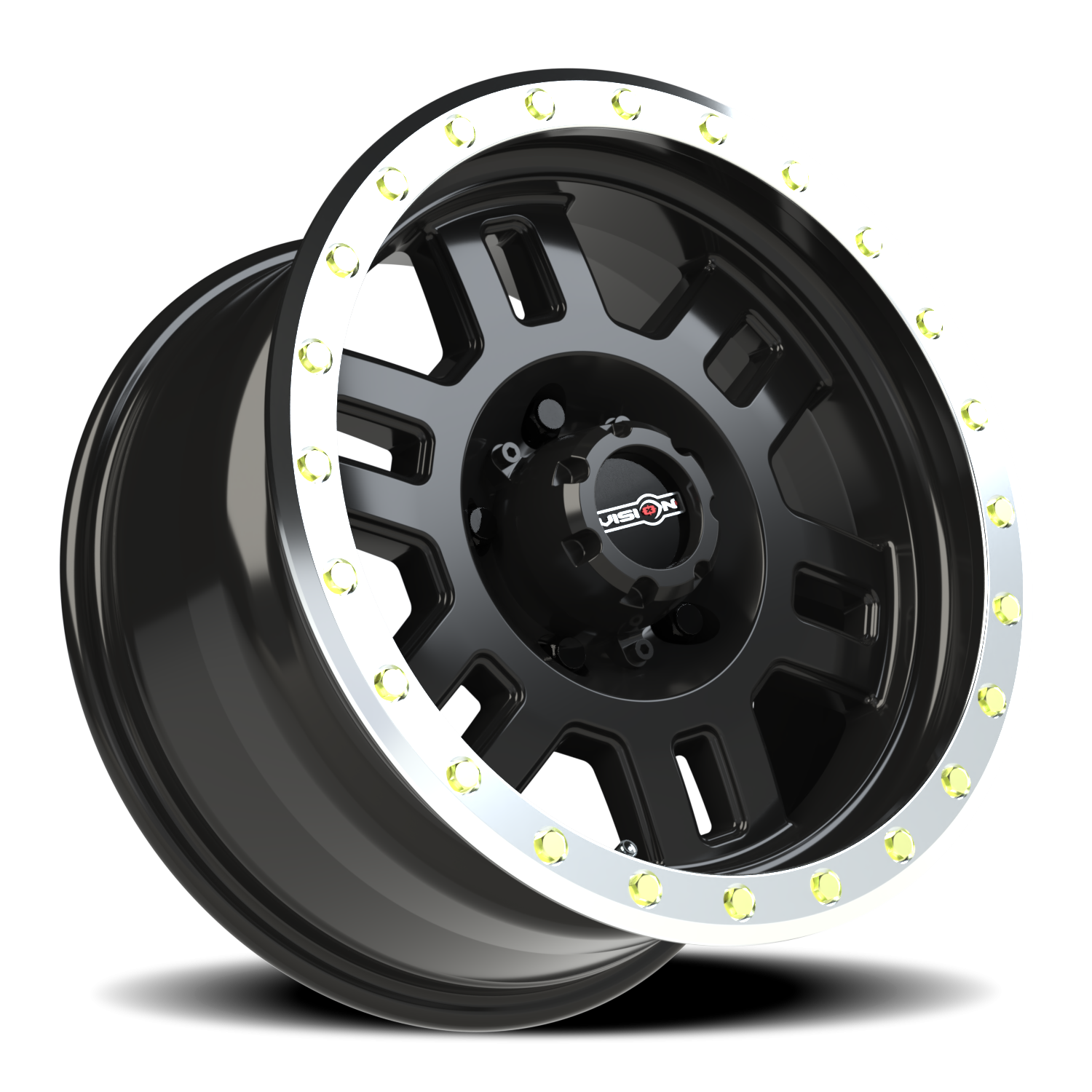 Vision Wheel 398 Gloss Black Machined Lip 17x8.5 0 5x139.7mm 108mm - Wheelwiz