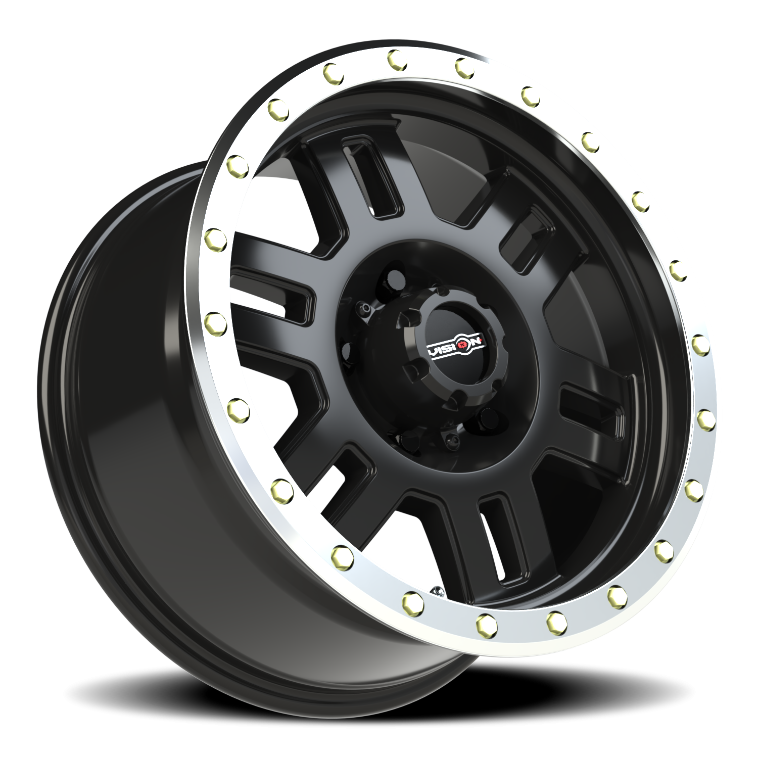 Vision Wheel 398 Gloss Black Machined Lip 18x9 0 5x139.7mm 108mm - Wheelwiz