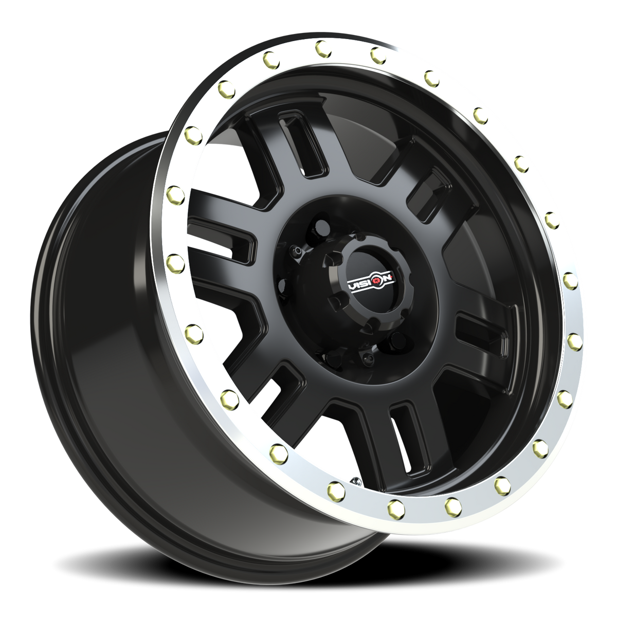 Vision Wheel 398 Gloss Black Machined Lip 18x9 +18 5x139.7mm 108mm - Wheelwiz