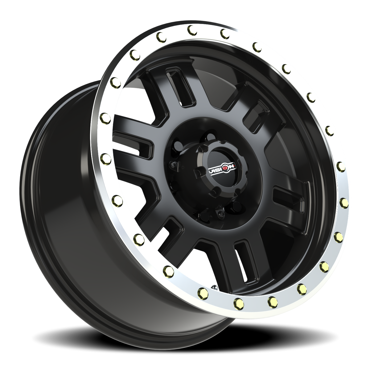 Vision Wheel 398 Gloss Black Machined Lip 18x9 0 6x139.7mm 106.2mm - Wheelwiz