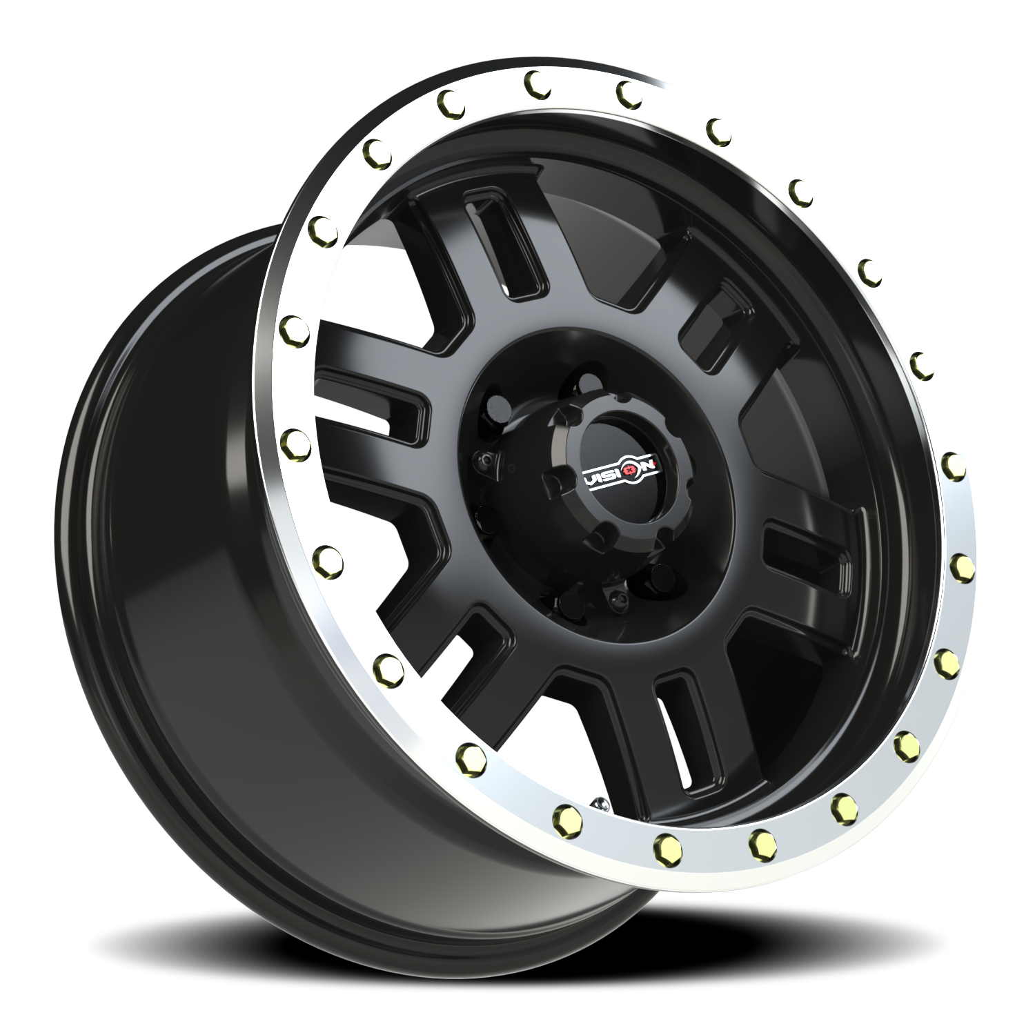 Vision Wheel 398 Gloss Black Machined Lip 18x9 +18 6x139.7mm 106.2mm - Wheelwiz