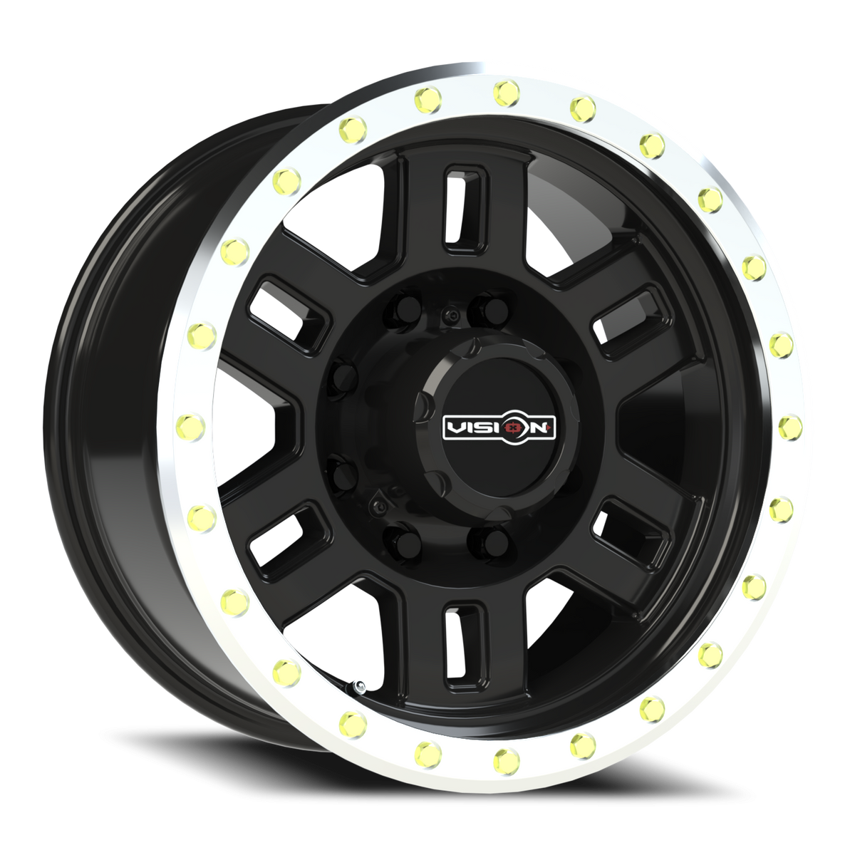 Vision Wheel 398 Gloss Black Machined Lip 17x8.5 0 8x170mm 125.2mm - Wheelwiz