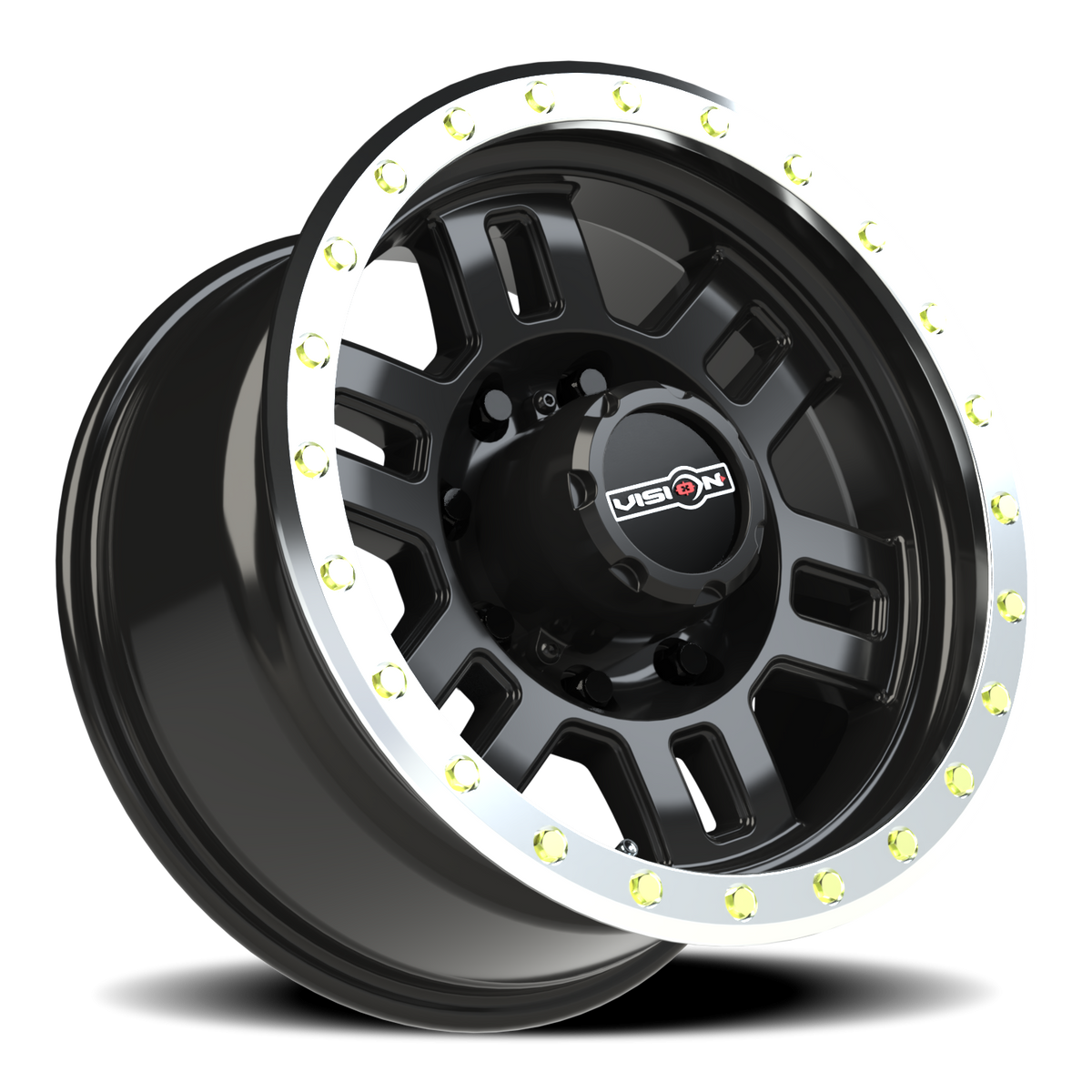 Vision Wheel 398 Gloss Black Machined Lip 17x8.5 0 8x170mm 125.2mm - Wheelwiz