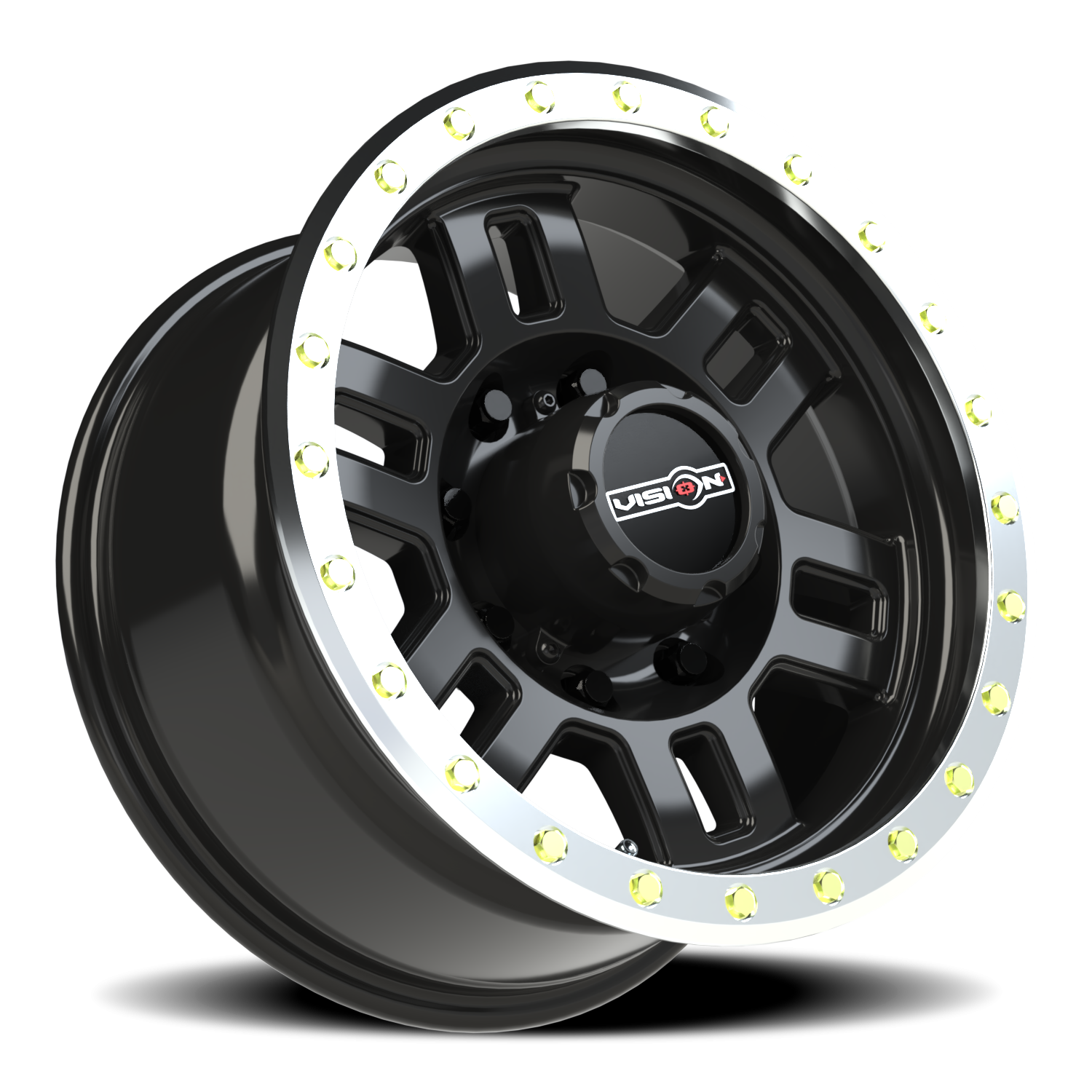 Vision Wheel 398 Gloss Black Machined Lip 17x8.5 0 8x170mm 125.2mm - Wheelwiz