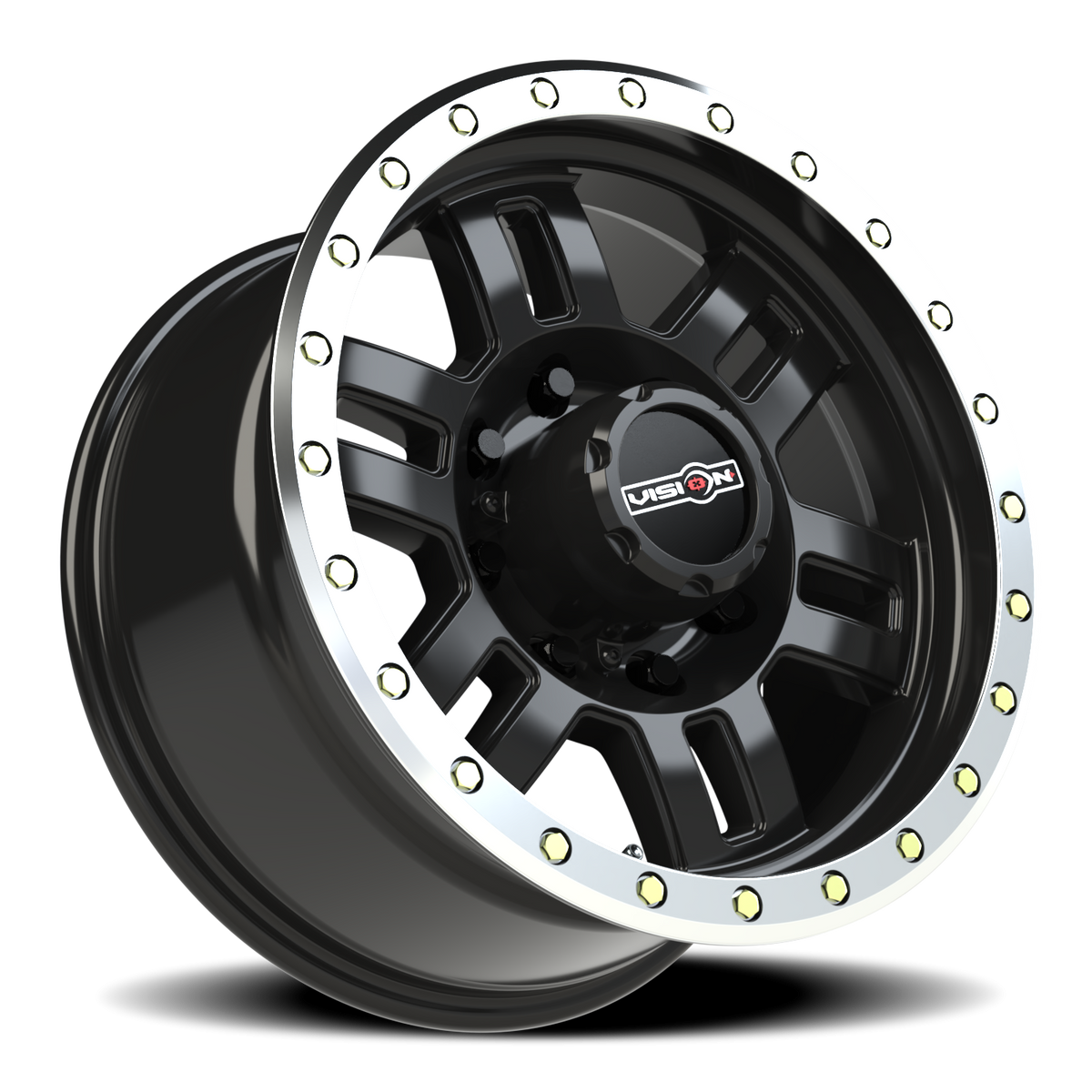 Vision Wheel 398 Gloss Black Machined Lip 18x9 0 8x180mm 124.2mm - Wheelwiz