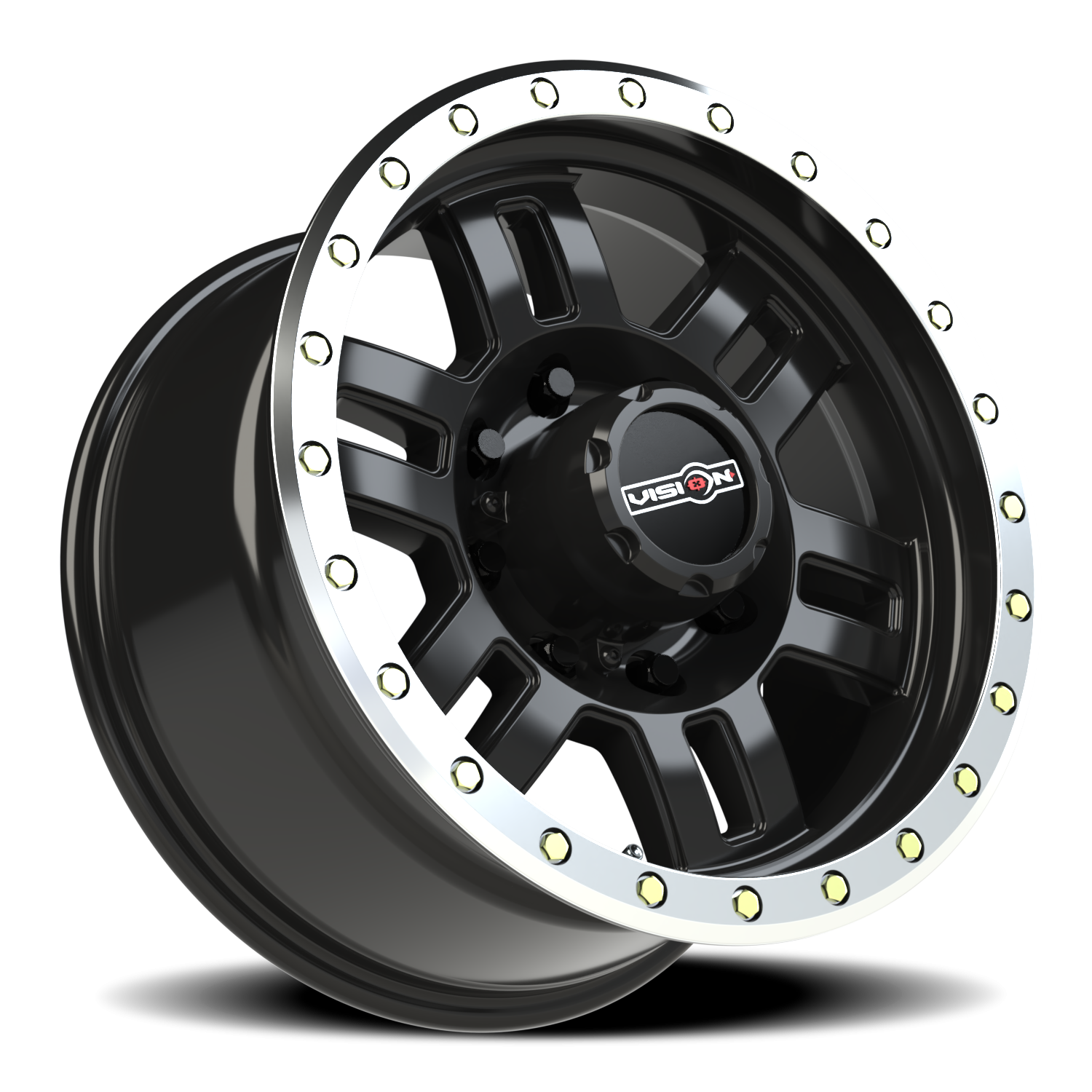 Vision Wheel 398 Gloss Black Machined Lip 18x9 0 8x180mm 124.2mm - Wheelwiz